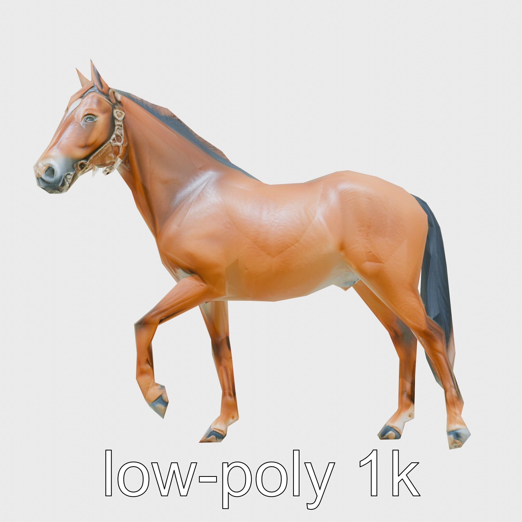 Bay Tennessee Walker Horse 3D Model Low-poly 3D model_7