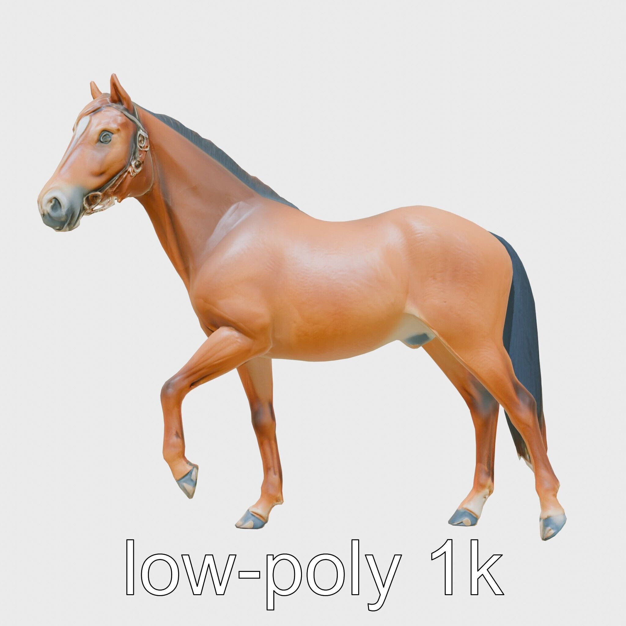 Bay Tennessee Walker Horse 3D Model Low-poly 3D model_17