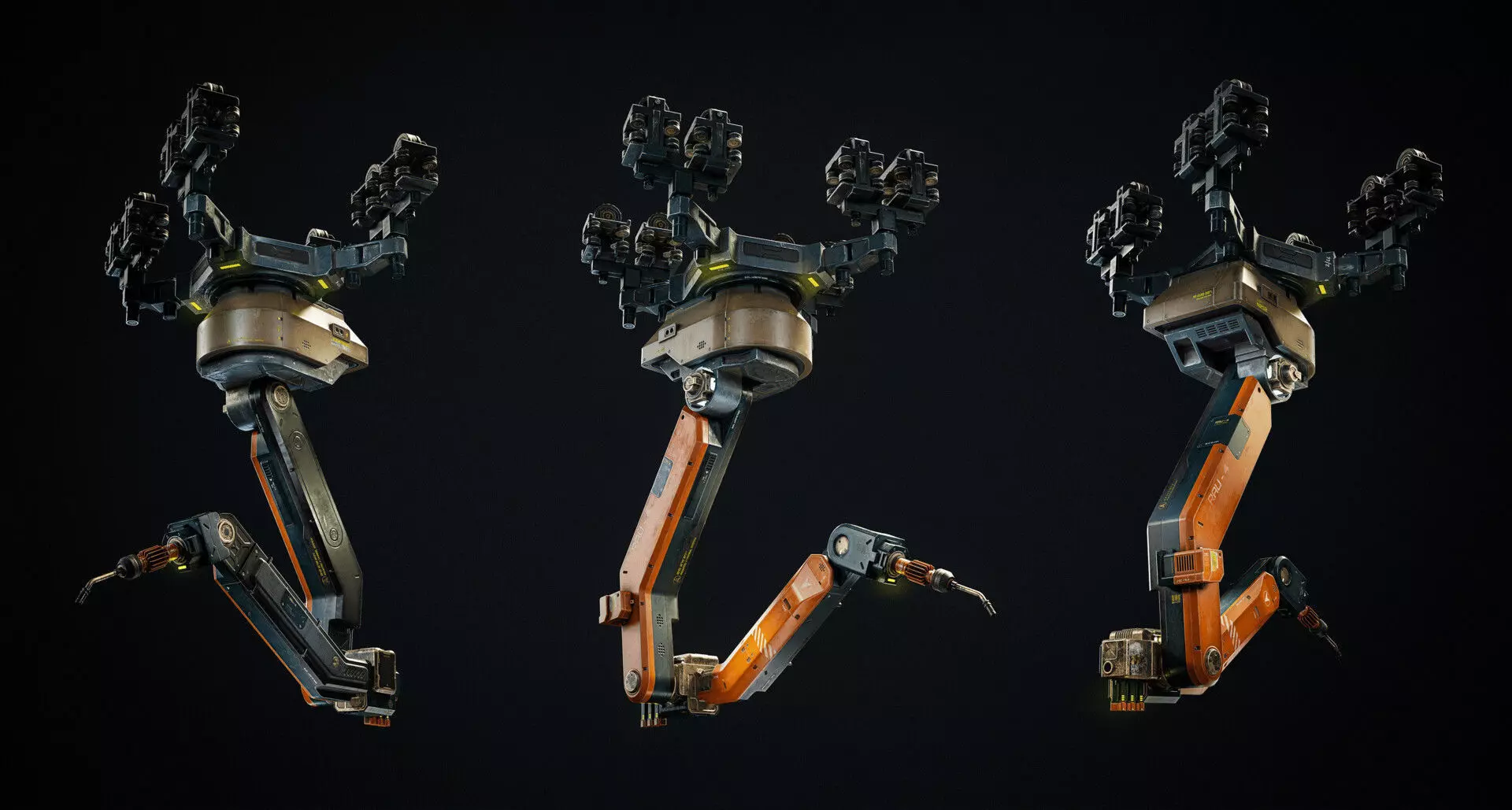 Next generation four-way axis robotic arm Low-poly 3D model_0