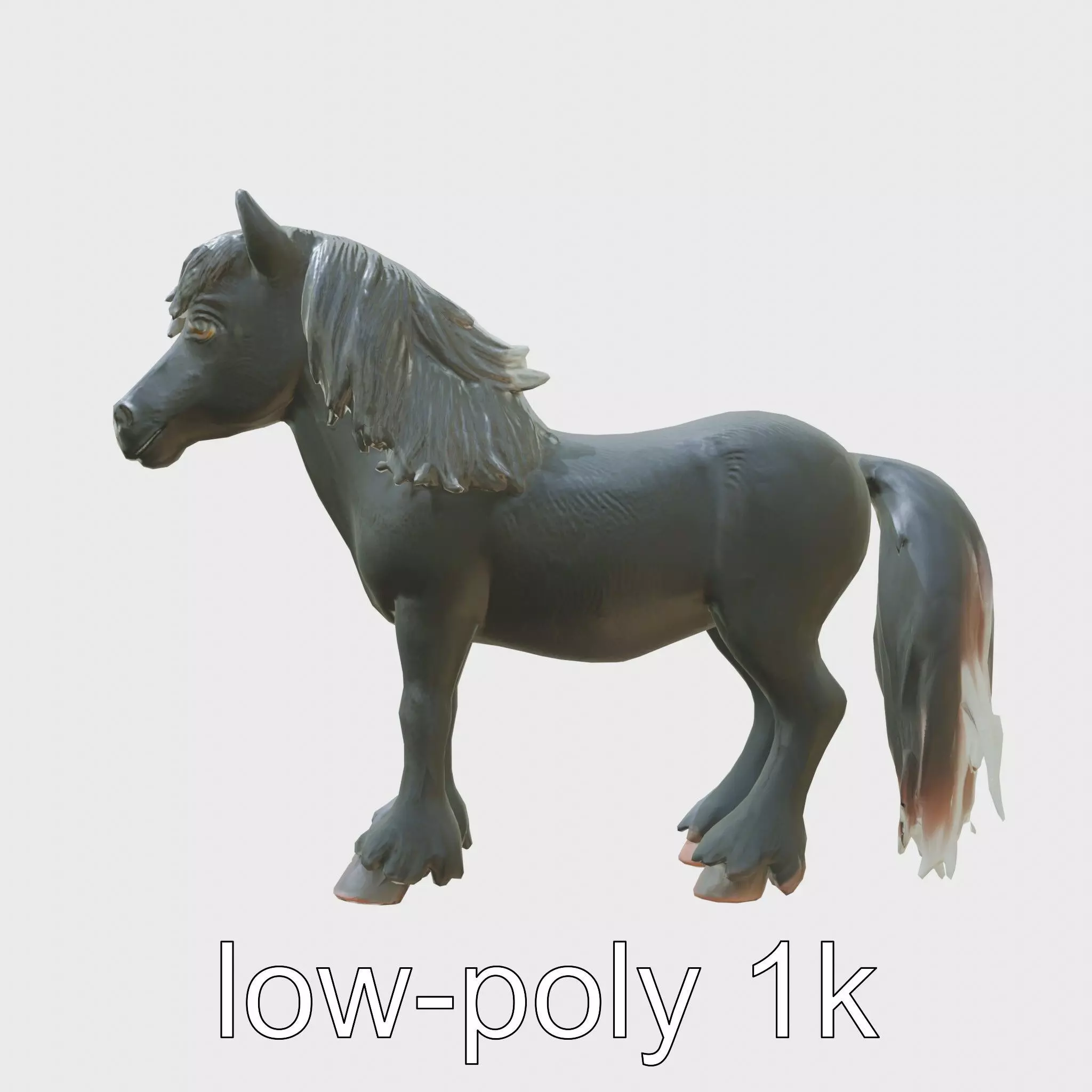 Black Welsh Pony 3D Model with Miniature Elegance Low-poly 3D model_0