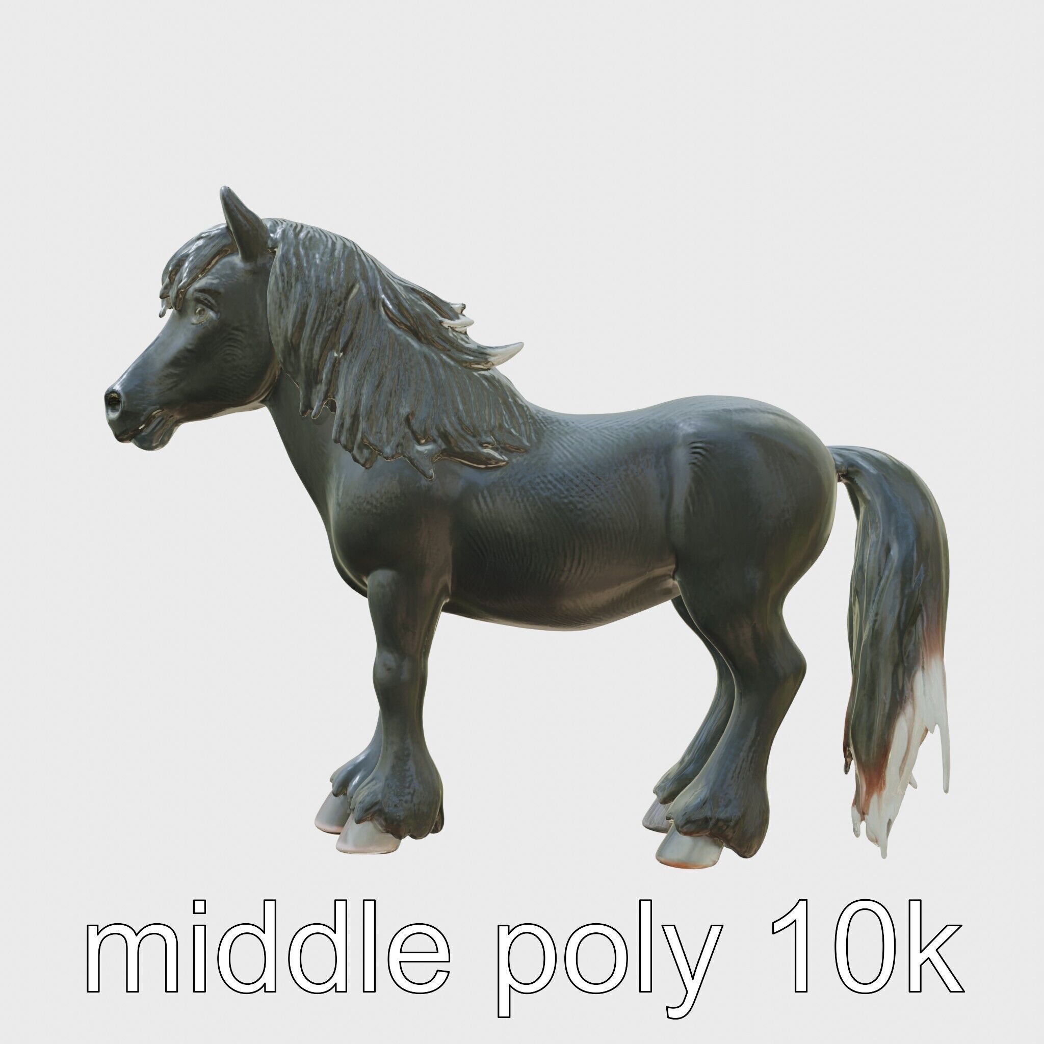 Black Welsh Pony 3D Model with Miniature Elegance Low-poly 3D model_2
