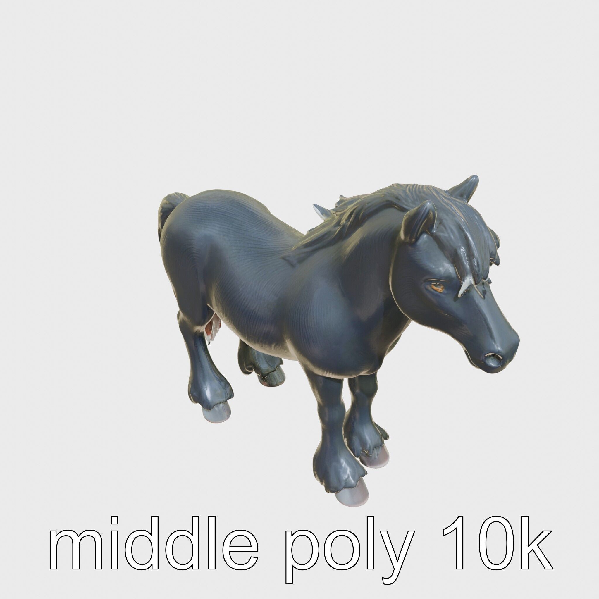 Black Welsh Pony 3D Model with Miniature Elegance Low-poly 3D model_8