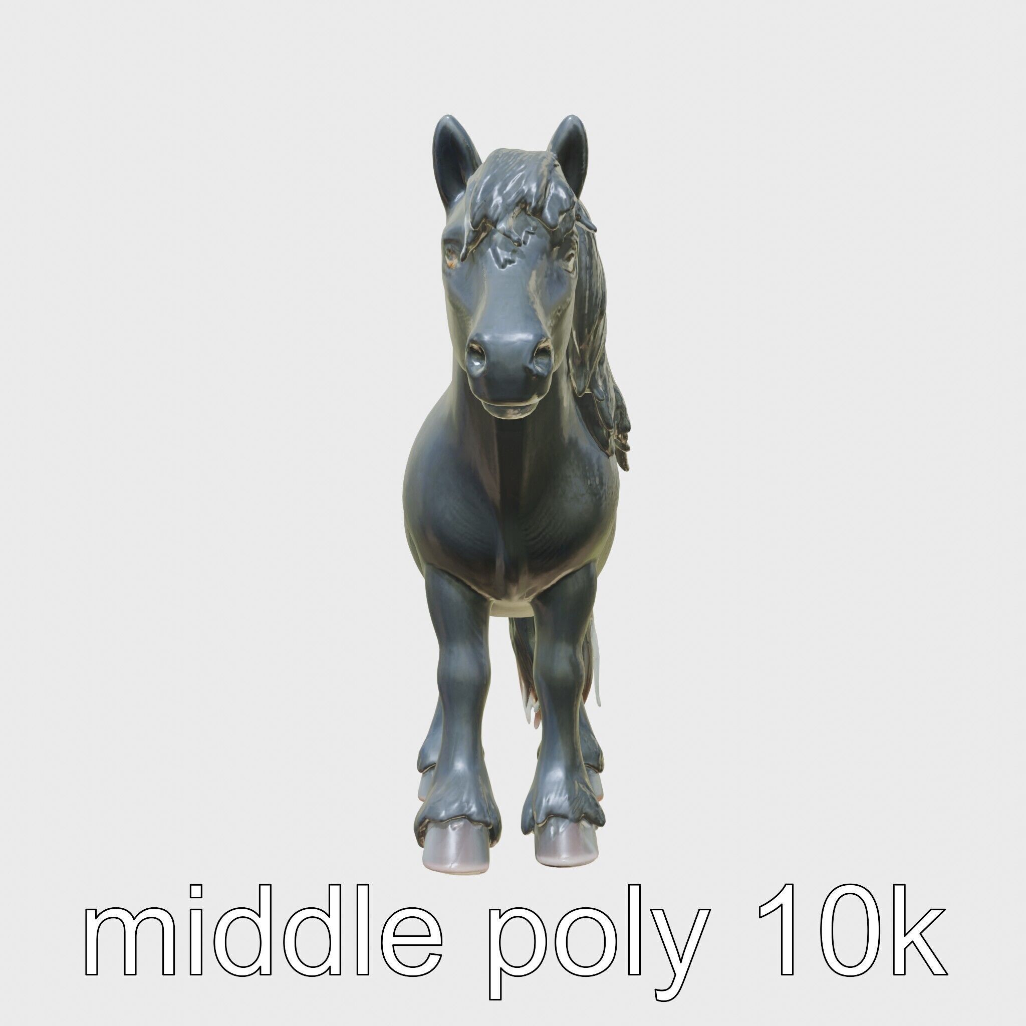 Black Welsh Pony 3D Model with Miniature Elegance Low-poly 3D model_29