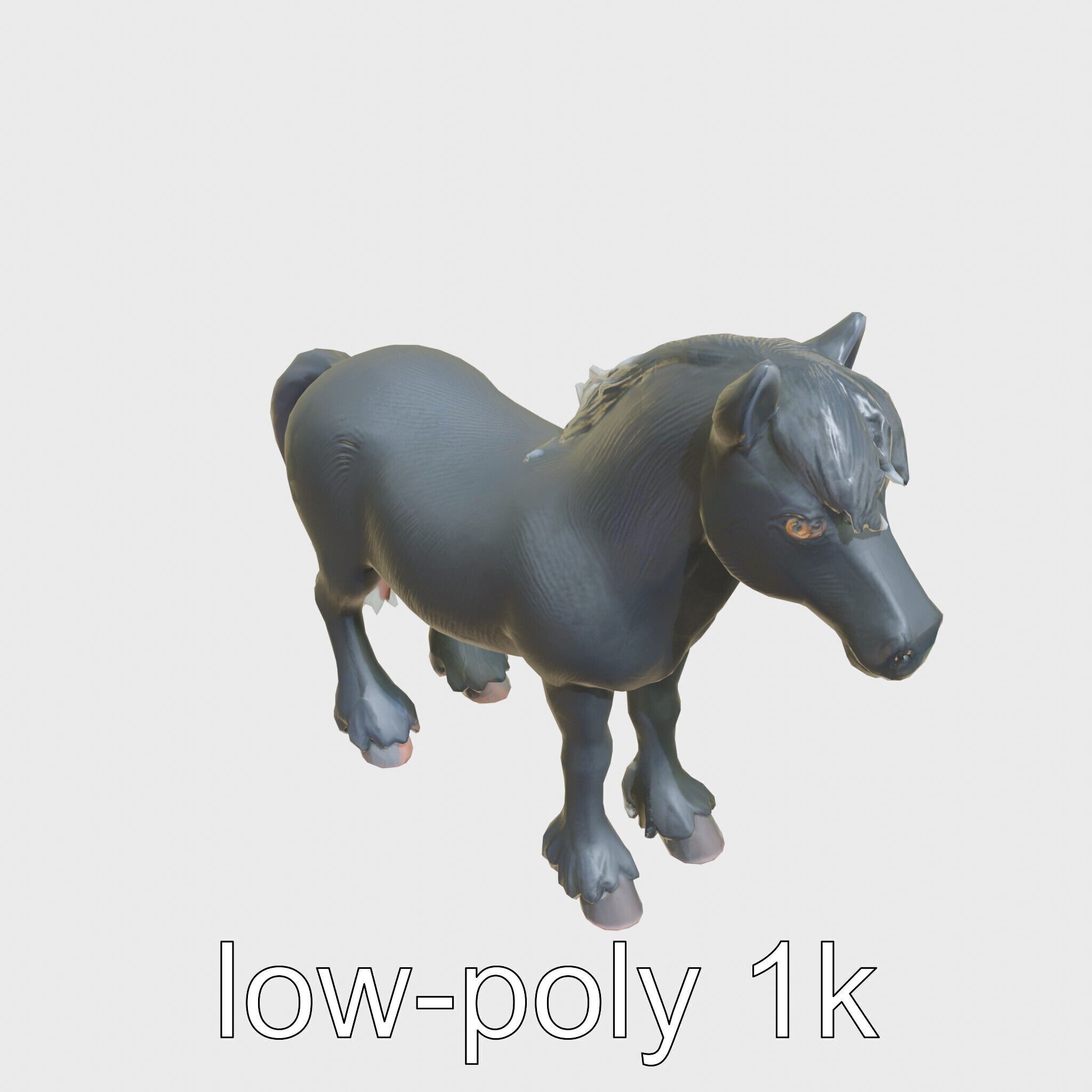 Black Welsh Pony 3D Model with Miniature Elegance Low-poly 3D model_9