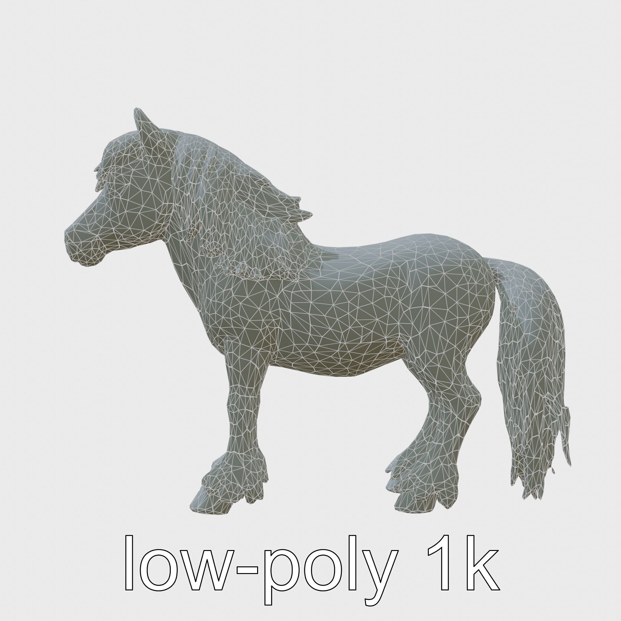 Black Welsh Pony 3D Model with Miniature Elegance Low-poly 3D model_6