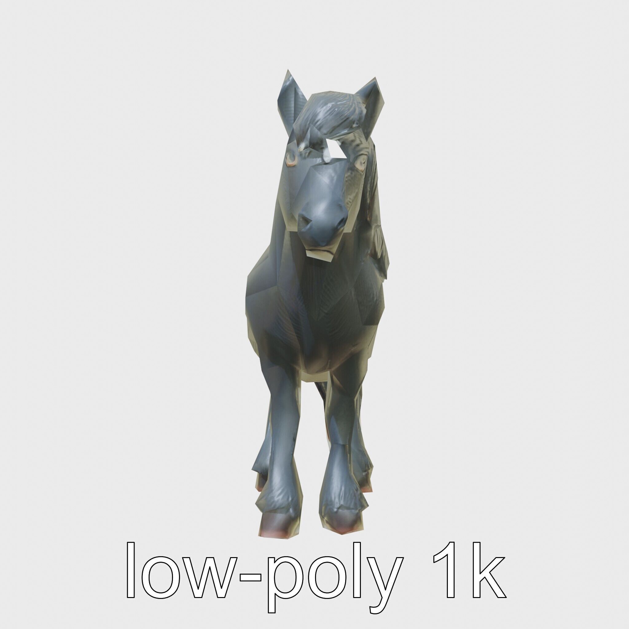 Black Welsh Pony 3D Model with Miniature Elegance Low-poly 3D model_13