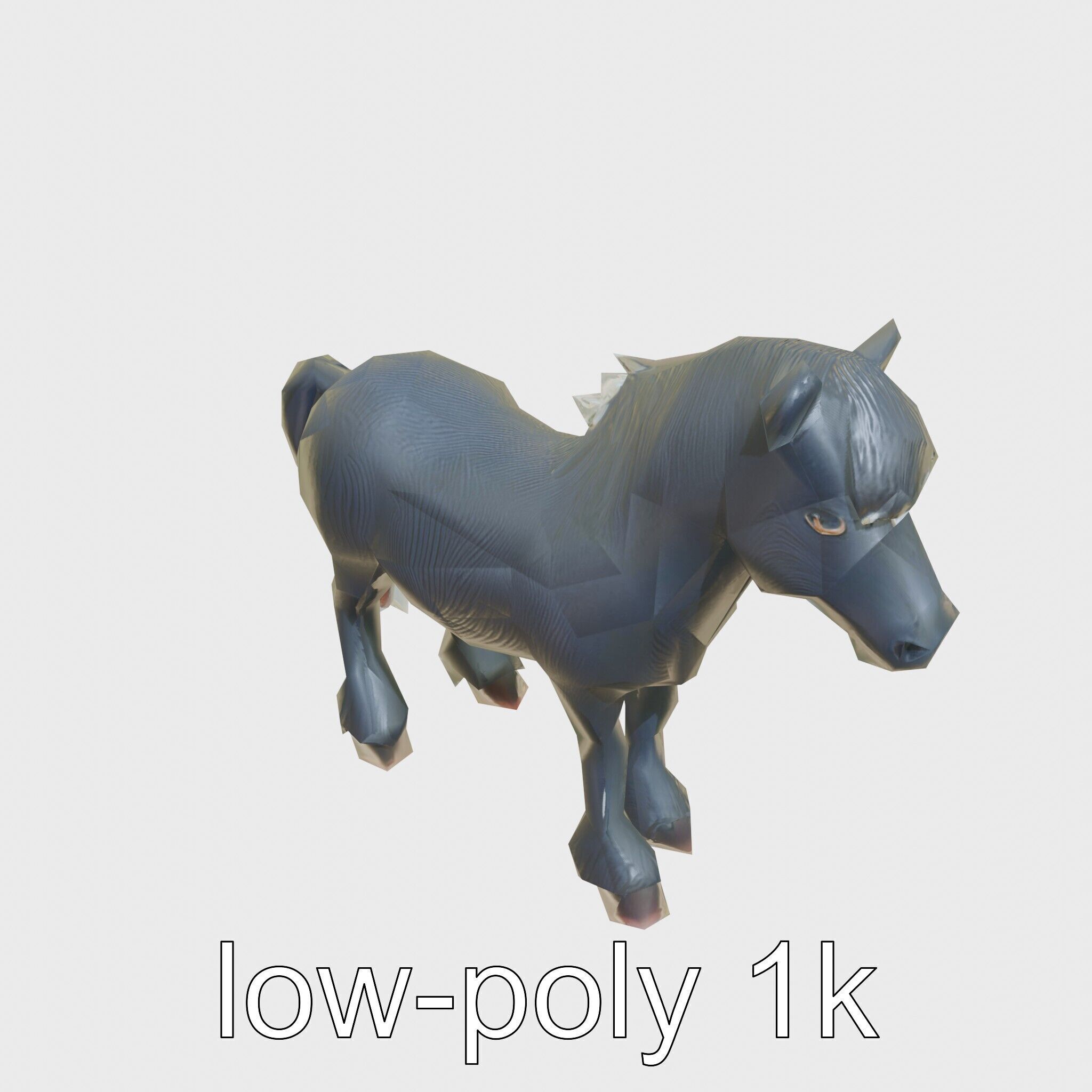 Black Welsh Pony 3D Model with Miniature Elegance Low-poly 3D model_11