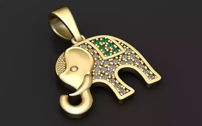 EMERALD ELEPHANT PENDANT 3D PRINTABLE MODEL 