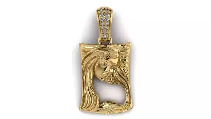 GOLDEN LADY FACE PENDANT 3D PRINTABLE MODEL