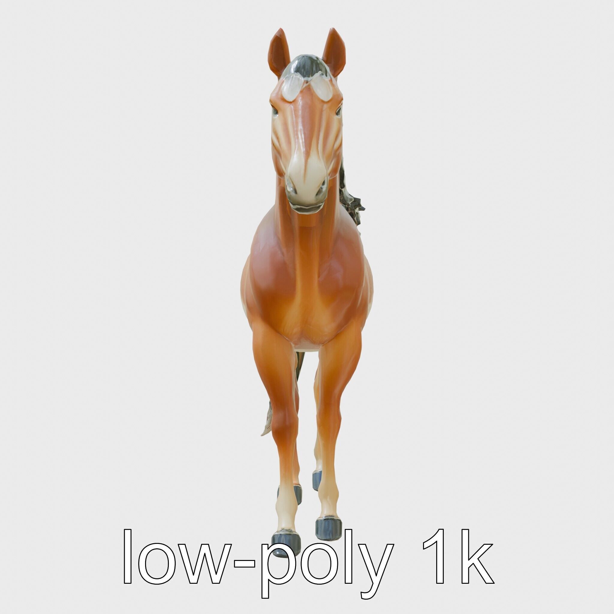 Dun Quarter Horse 3D Model with Primitive Markings Low-poly 3D model_14
