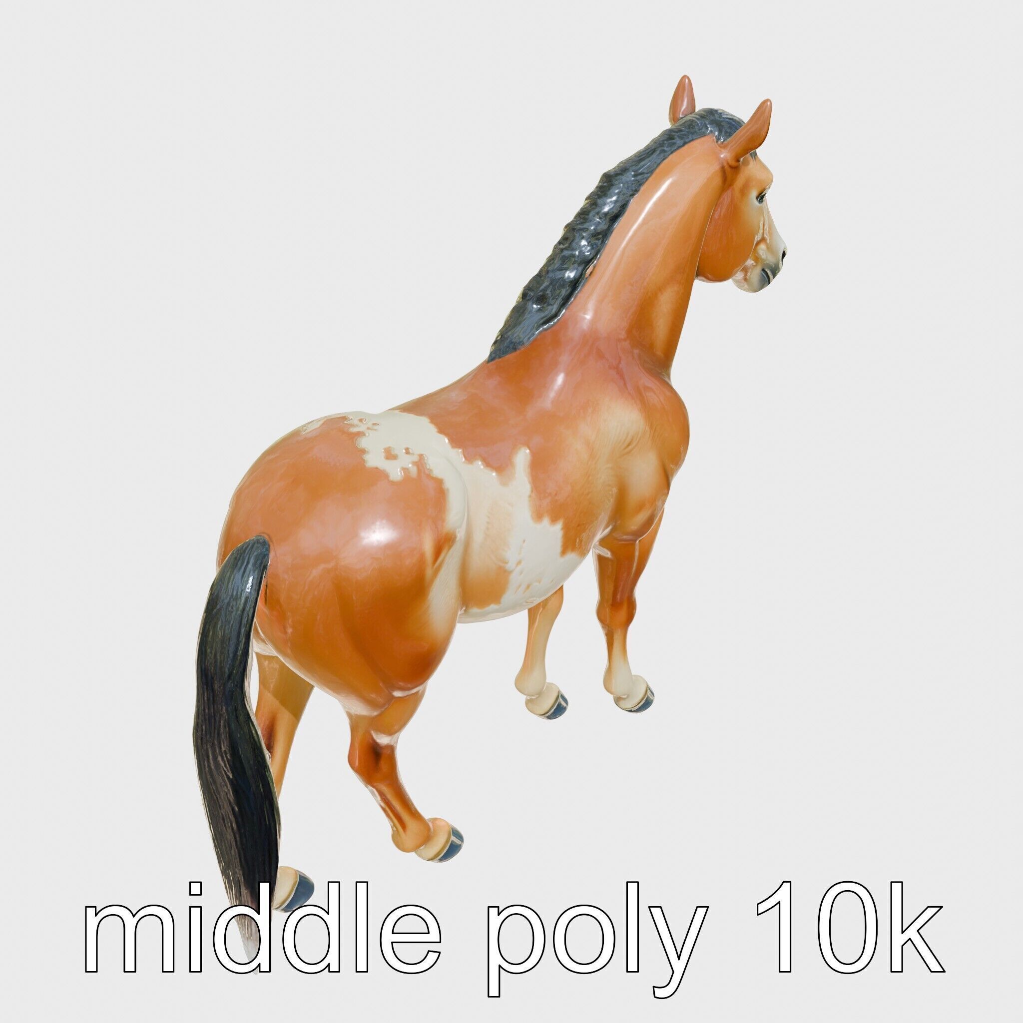 Dun Quarter Horse 3D Model with Primitive Markings Low-poly 3D model_17