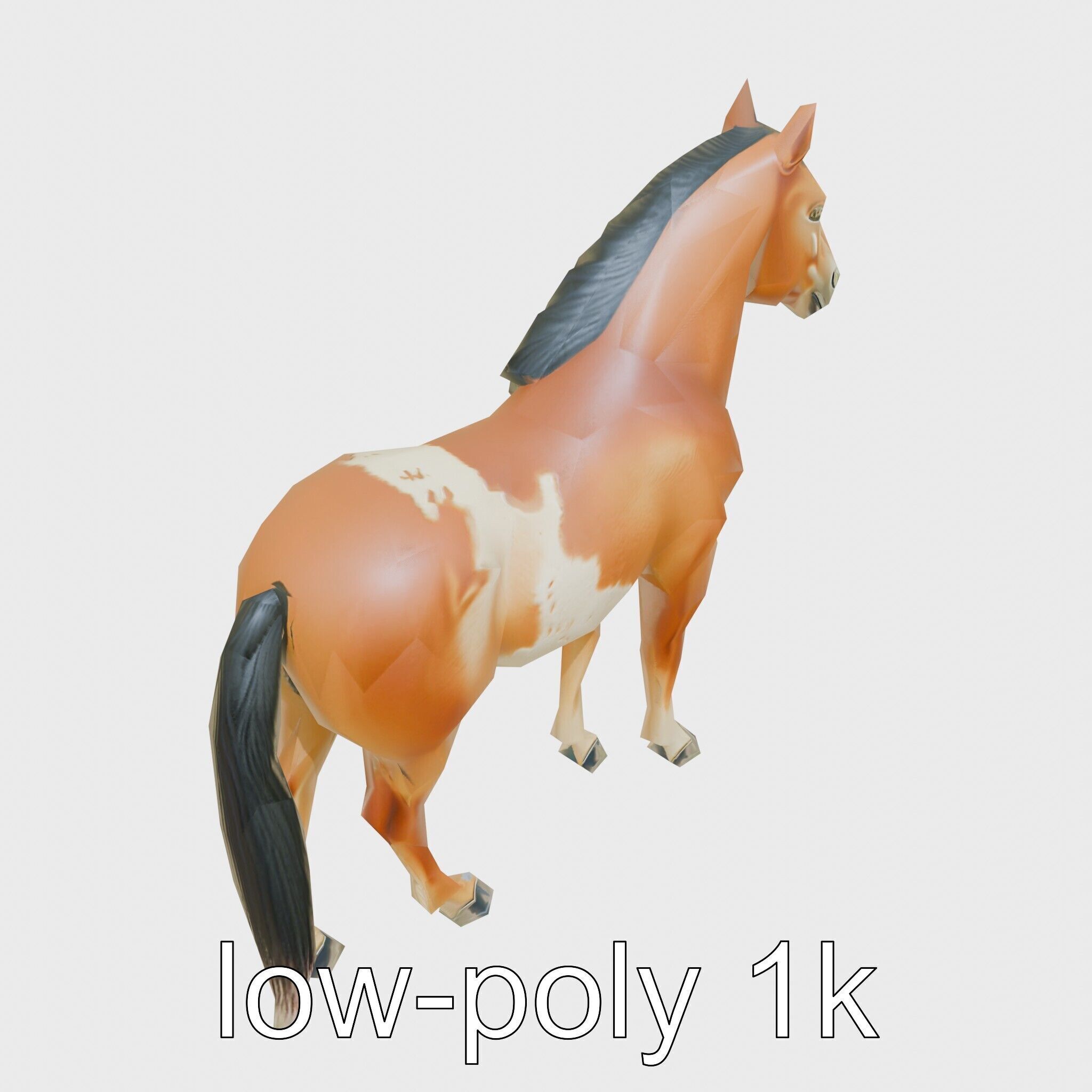 Dun Quarter Horse 3D Model with Primitive Markings Low-poly 3D model_29
