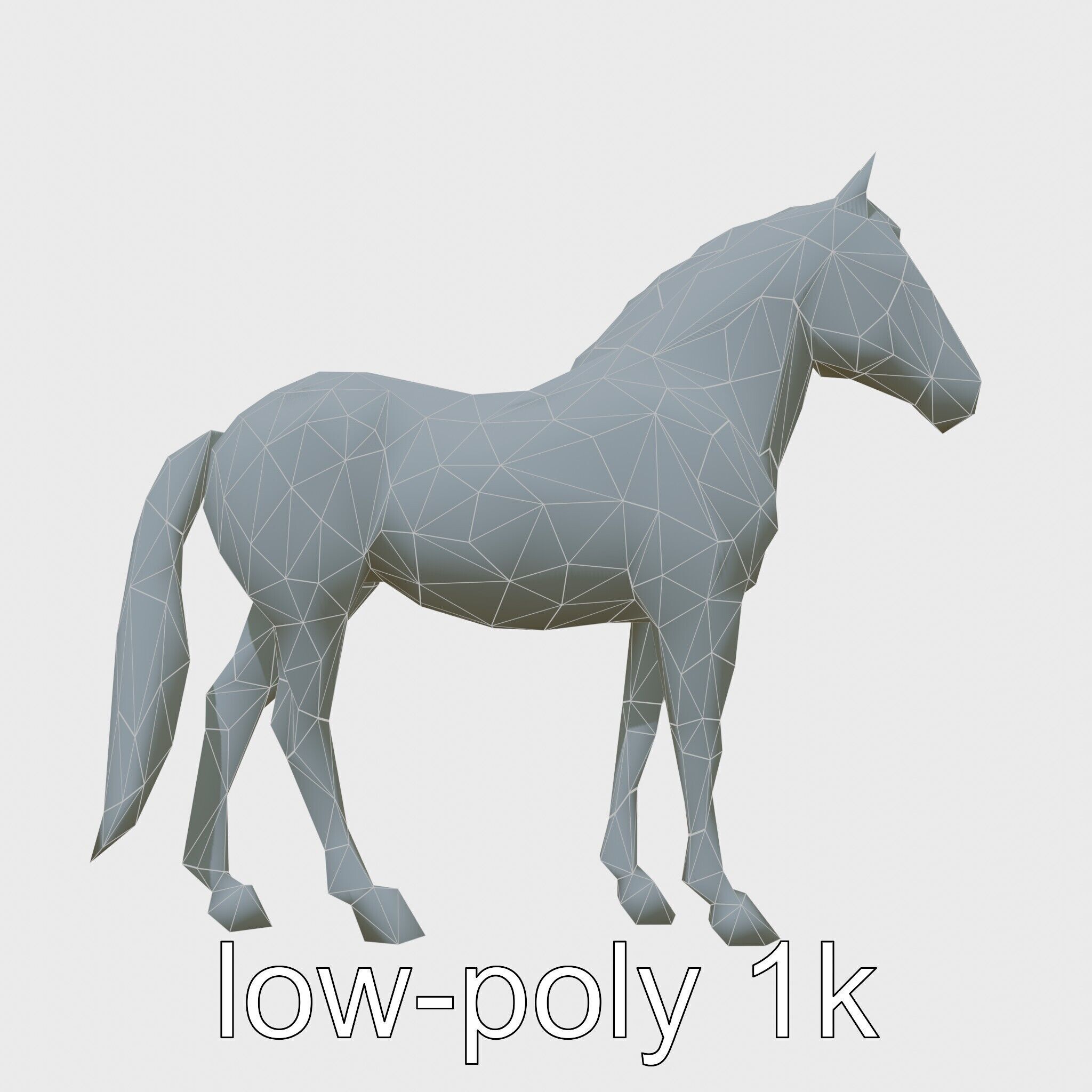 Dun Quarter Horse 3D Model with Primitive Markings Low-poly 3D model_7