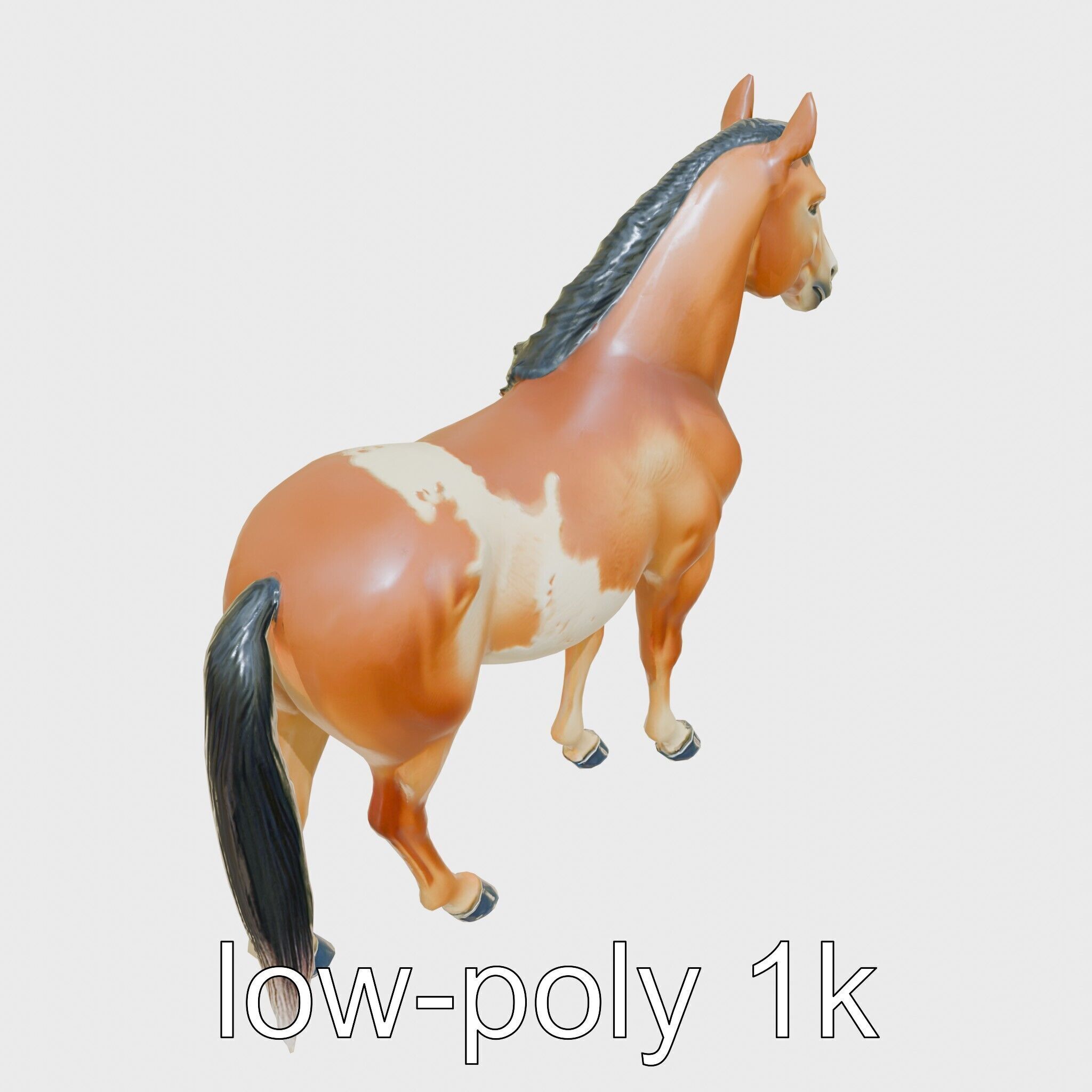 Dun Quarter Horse 3D Model with Primitive Markings Low-poly 3D model_22