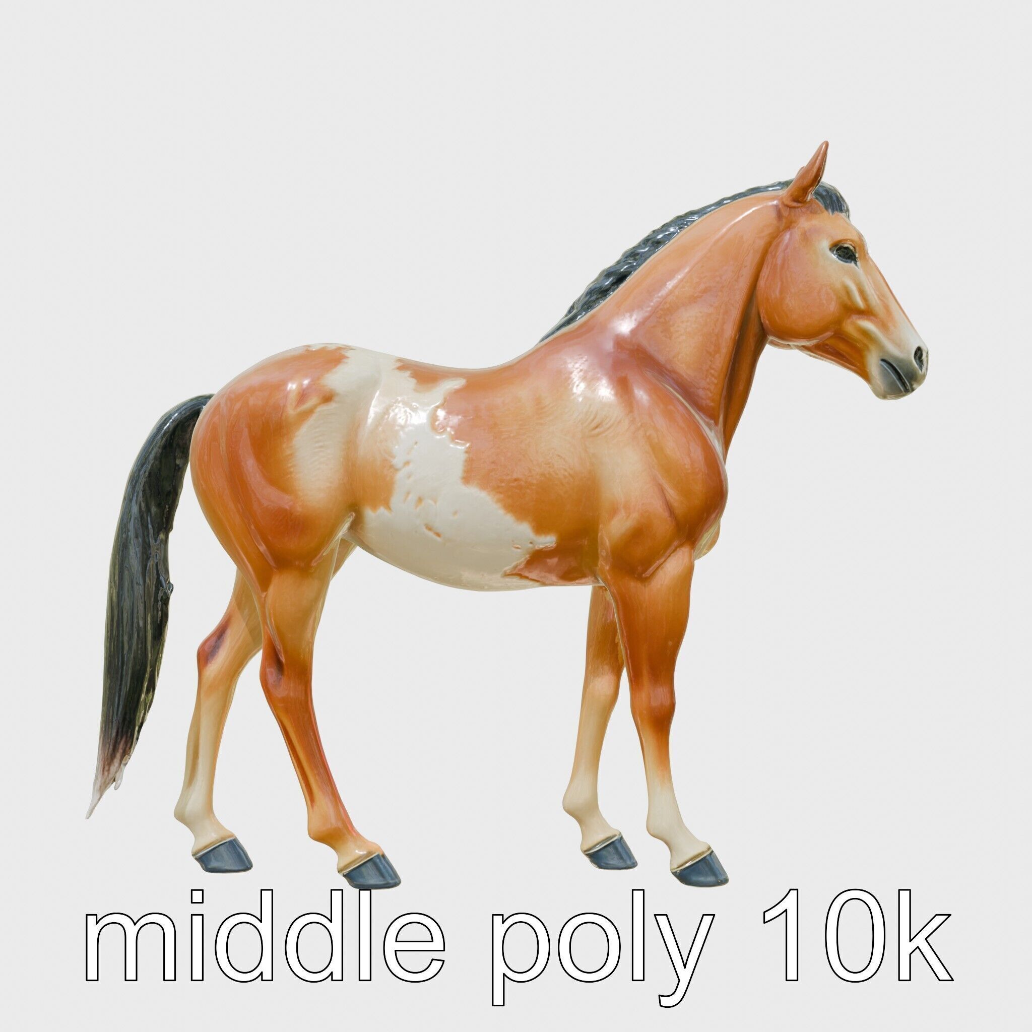 Dun Quarter Horse 3D Model with Primitive Markings Low-poly 3D model_2