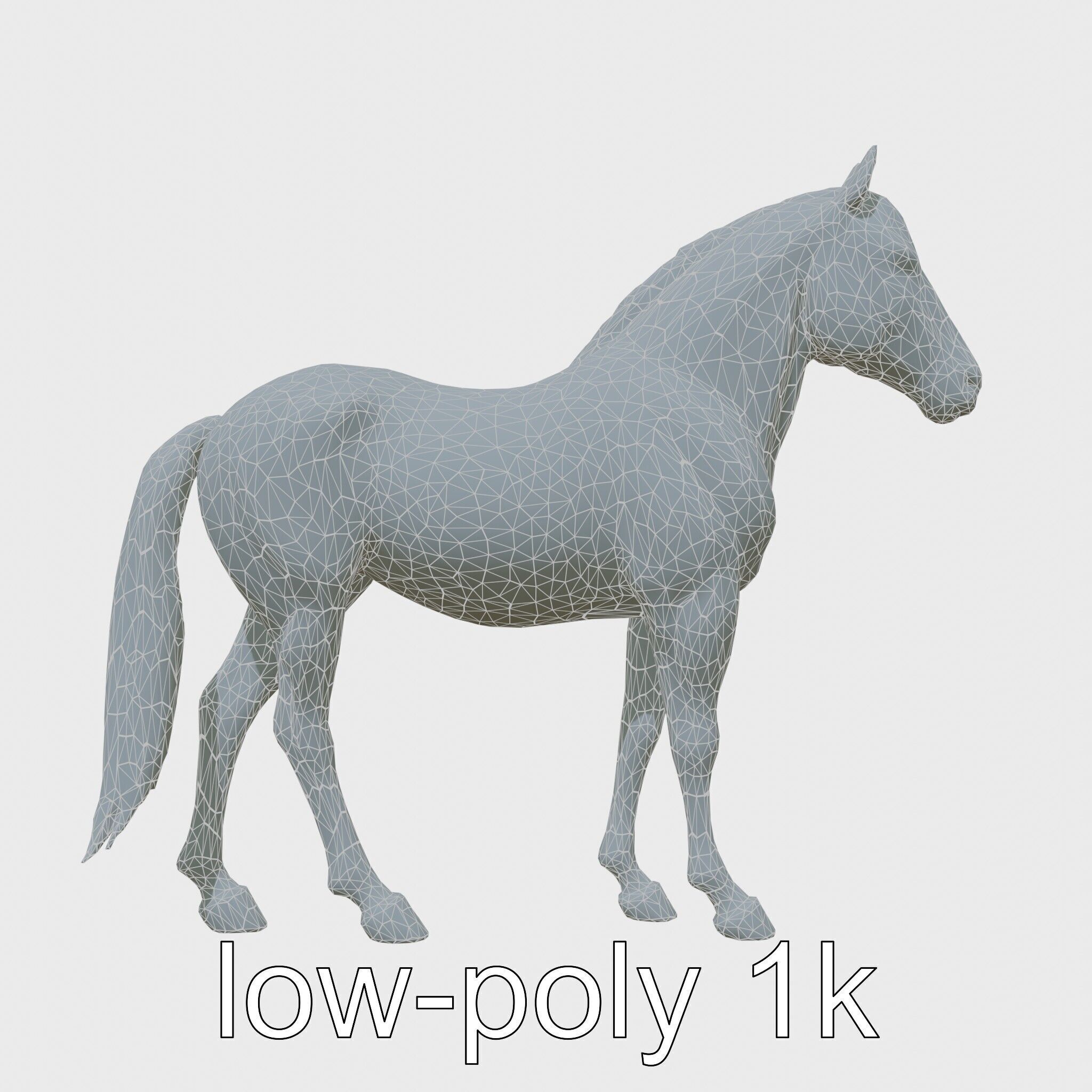 Dun Quarter Horse 3D Model with Primitive Markings Low-poly 3D model_6