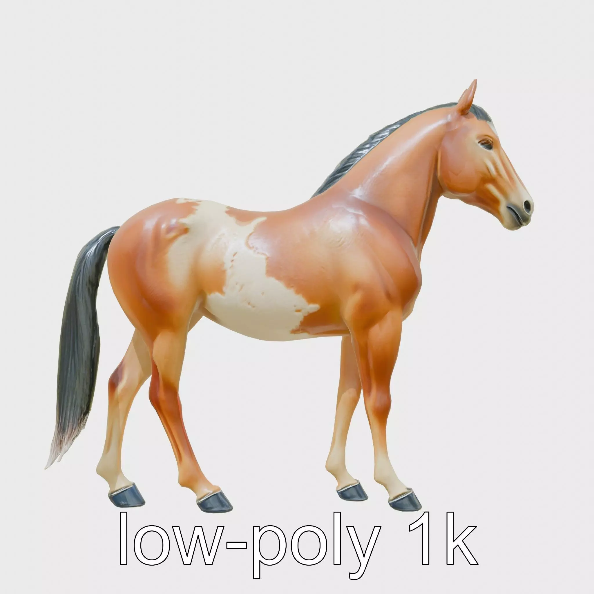 Dun Quarter Horse 3D Model with Primitive Markings Low-poly 3D model_0