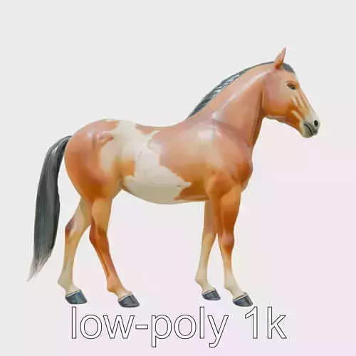 Dun Quarter Horse 3D Model with Primitive Markings Low-poly 3D model