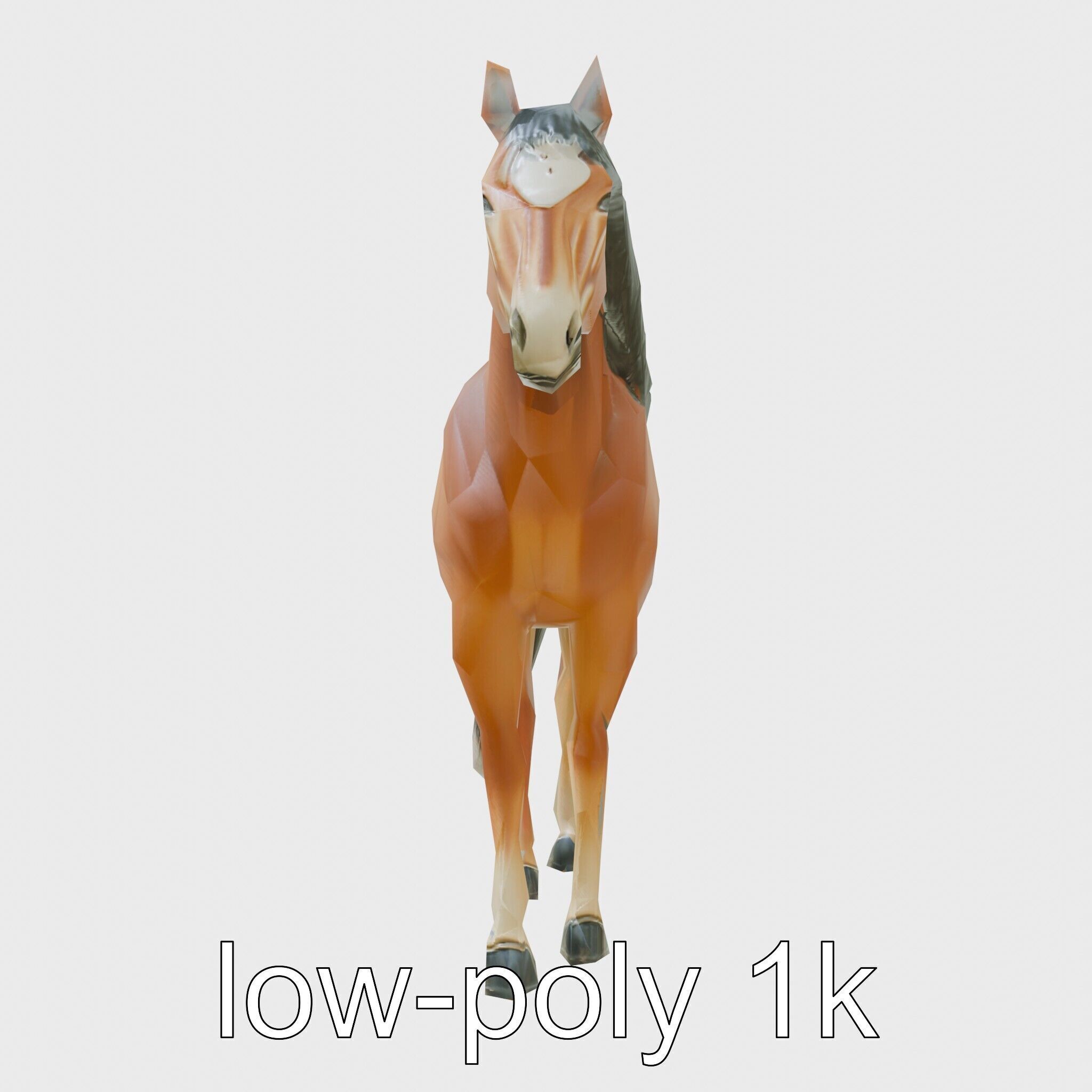 Dun Quarter Horse 3D Model with Primitive Markings Low-poly 3D model_24