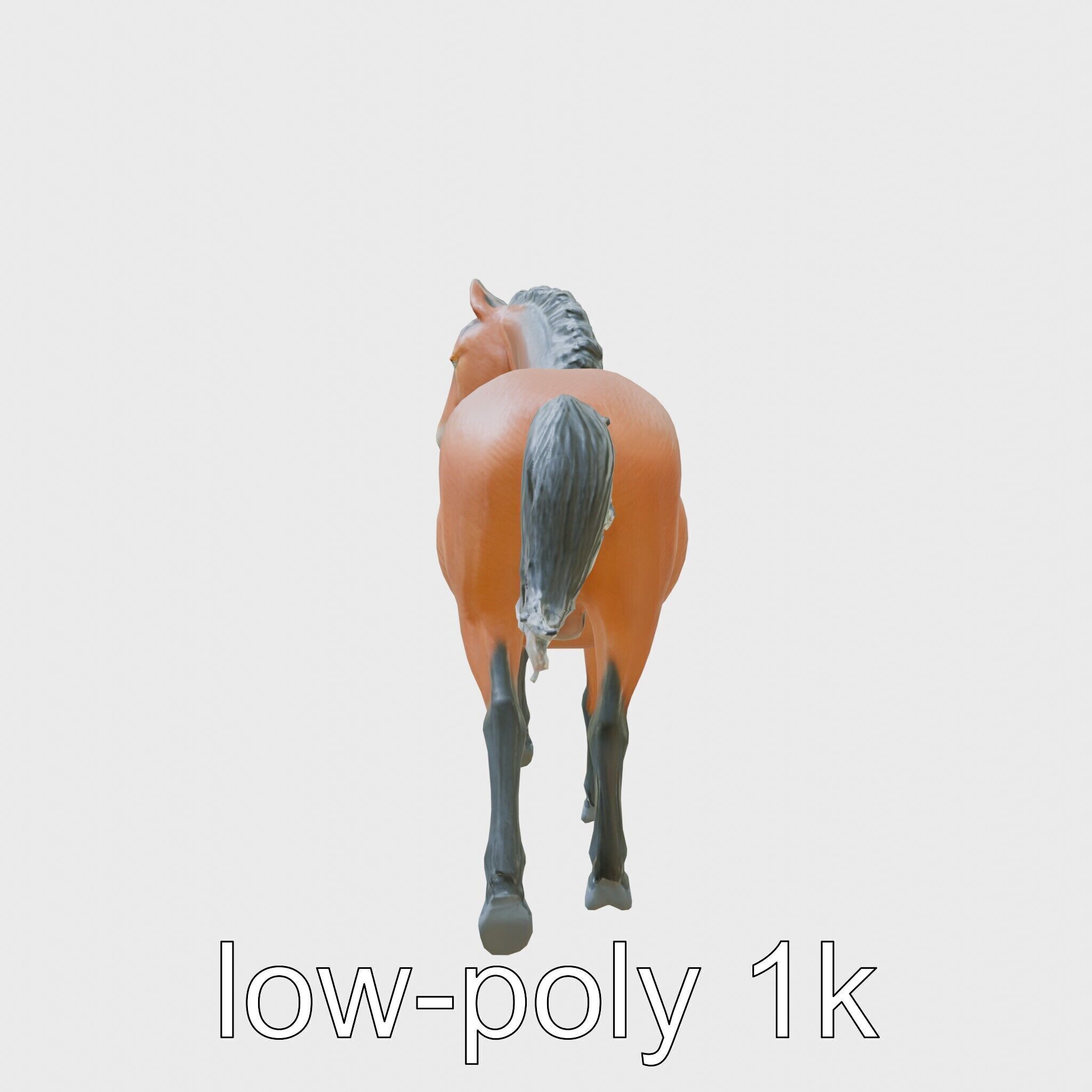 Majestic Bay Friesian Horse Model with Intricate Details Low-poly 3D model_22