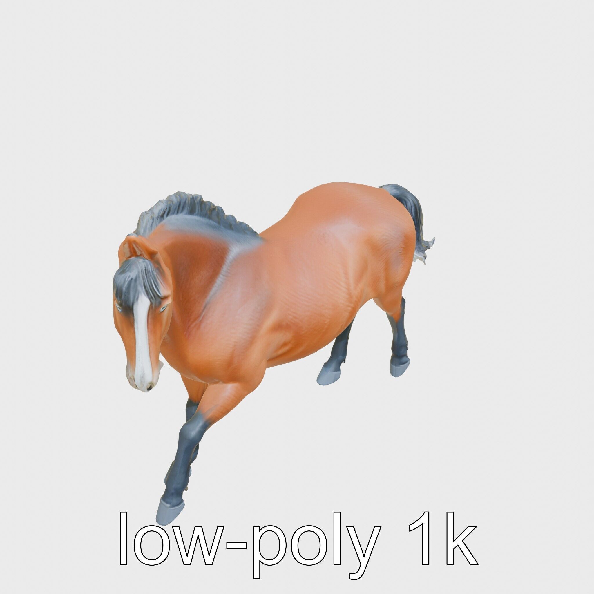 Majestic Bay Friesian Horse Model with Intricate Details Low-poly 3D model_11