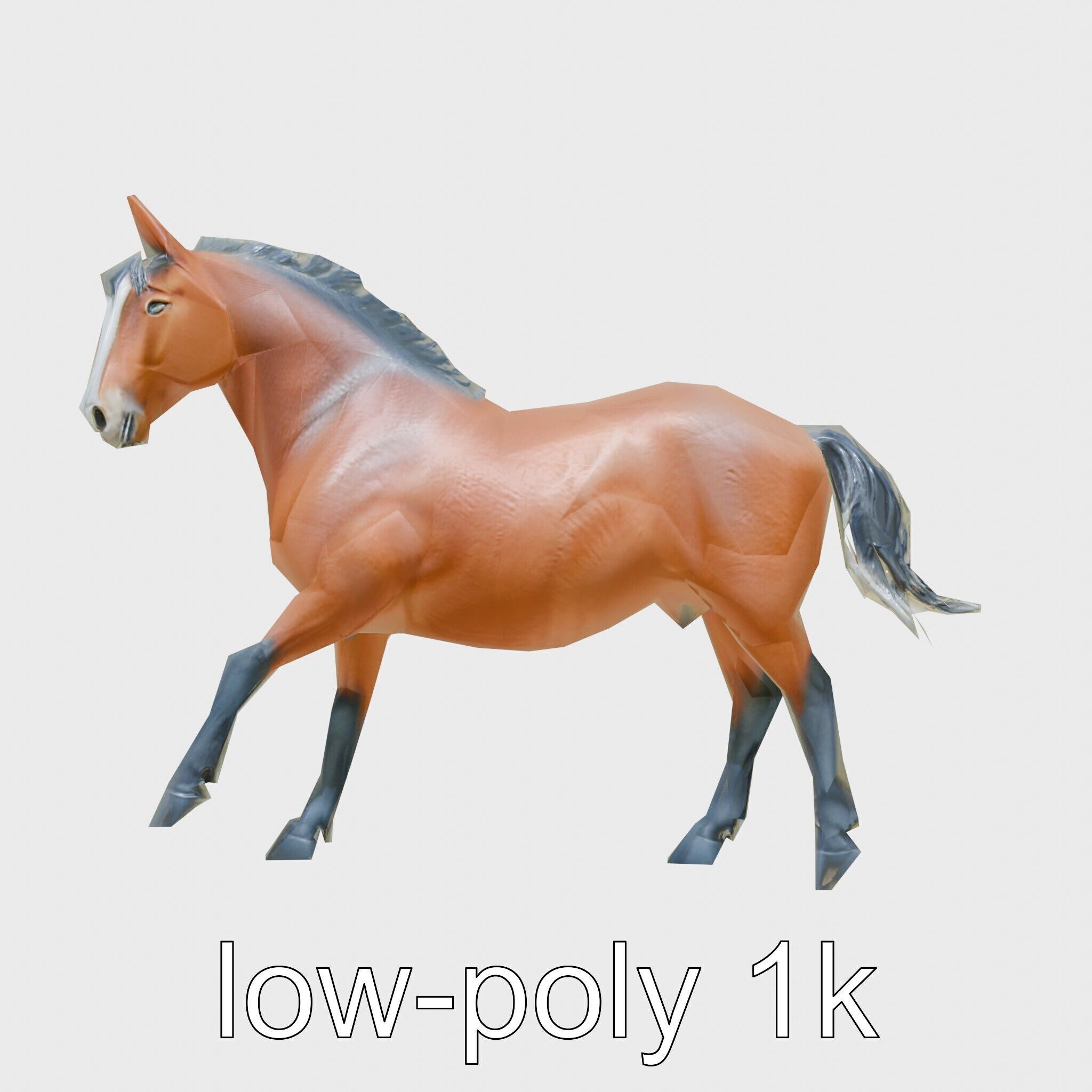 Majestic Bay Friesian Horse Model with Intricate Details Low-poly 3D model_4