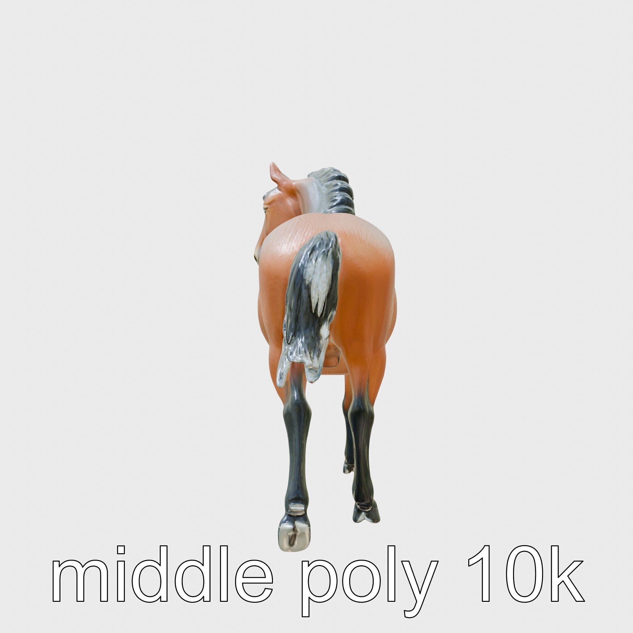 Majestic Bay Friesian Horse Model with Intricate Details Low-poly 3D model_15
