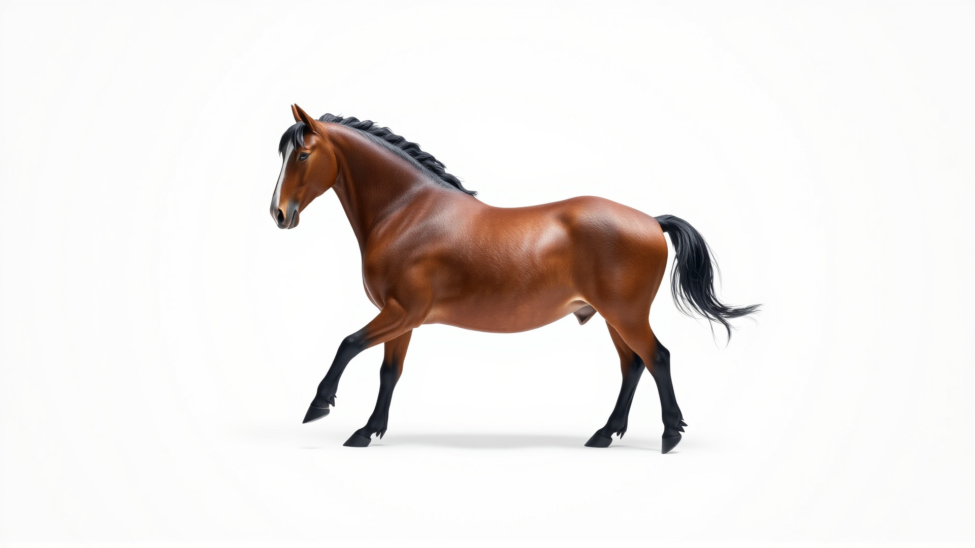 Majestic Bay Friesian Horse Model with Intricate Details Low-poly 3D model_3