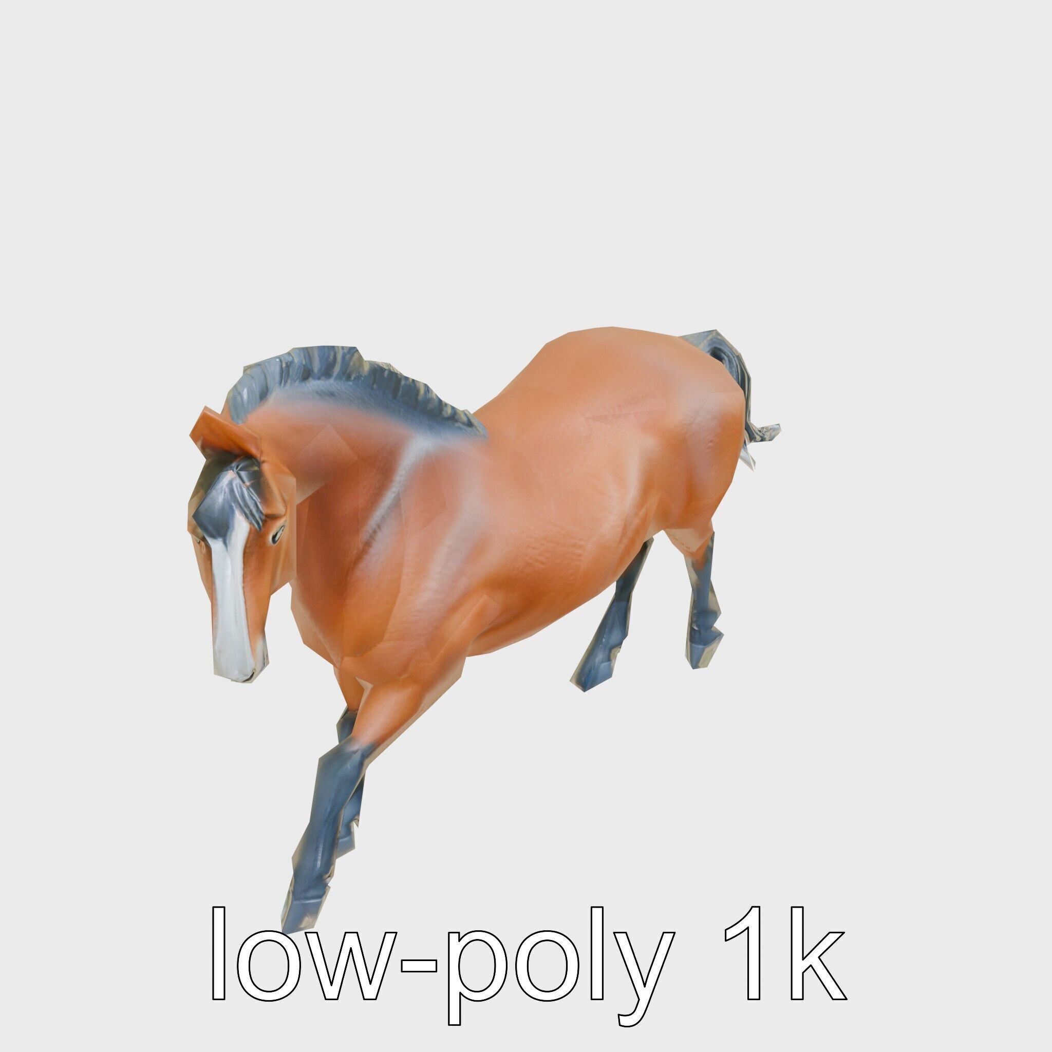 Majestic Bay Friesian Horse Model with Intricate Details Low-poly 3D model_27