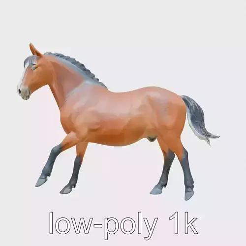 Majestic Bay Friesian Horse Model with Intricate Details Low-poly 3D model