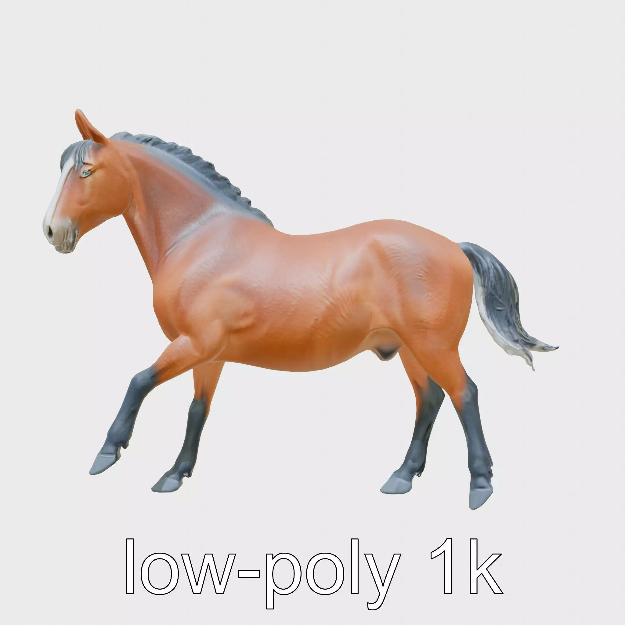 Majestic Bay Friesian Horse Model with Intricate Details Low-poly 3D model_0
