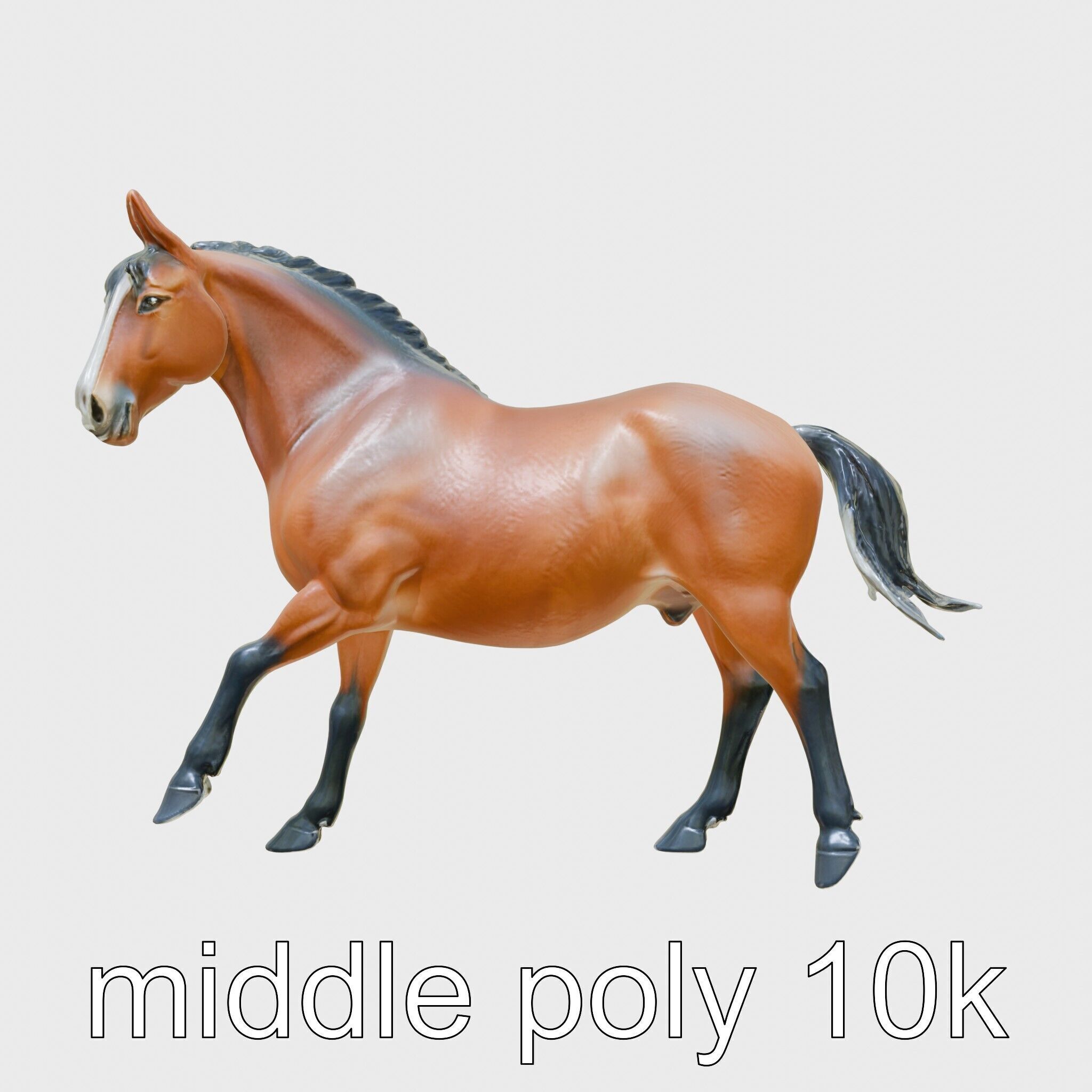 Majestic Bay Friesian Horse Model with Intricate Details Low-poly 3D model_2