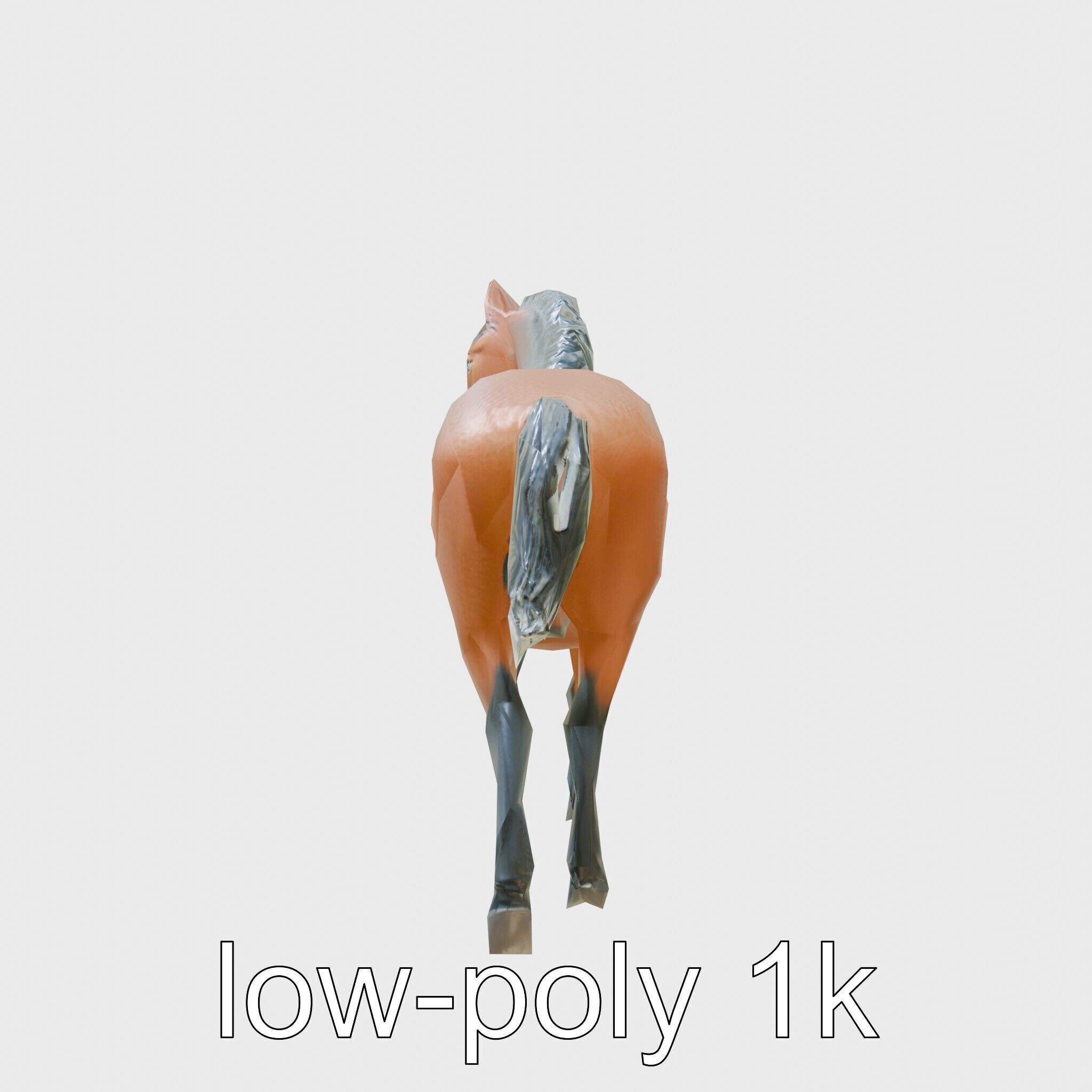 Majestic Bay Friesian Horse Model with Intricate Details Low-poly 3D model_23