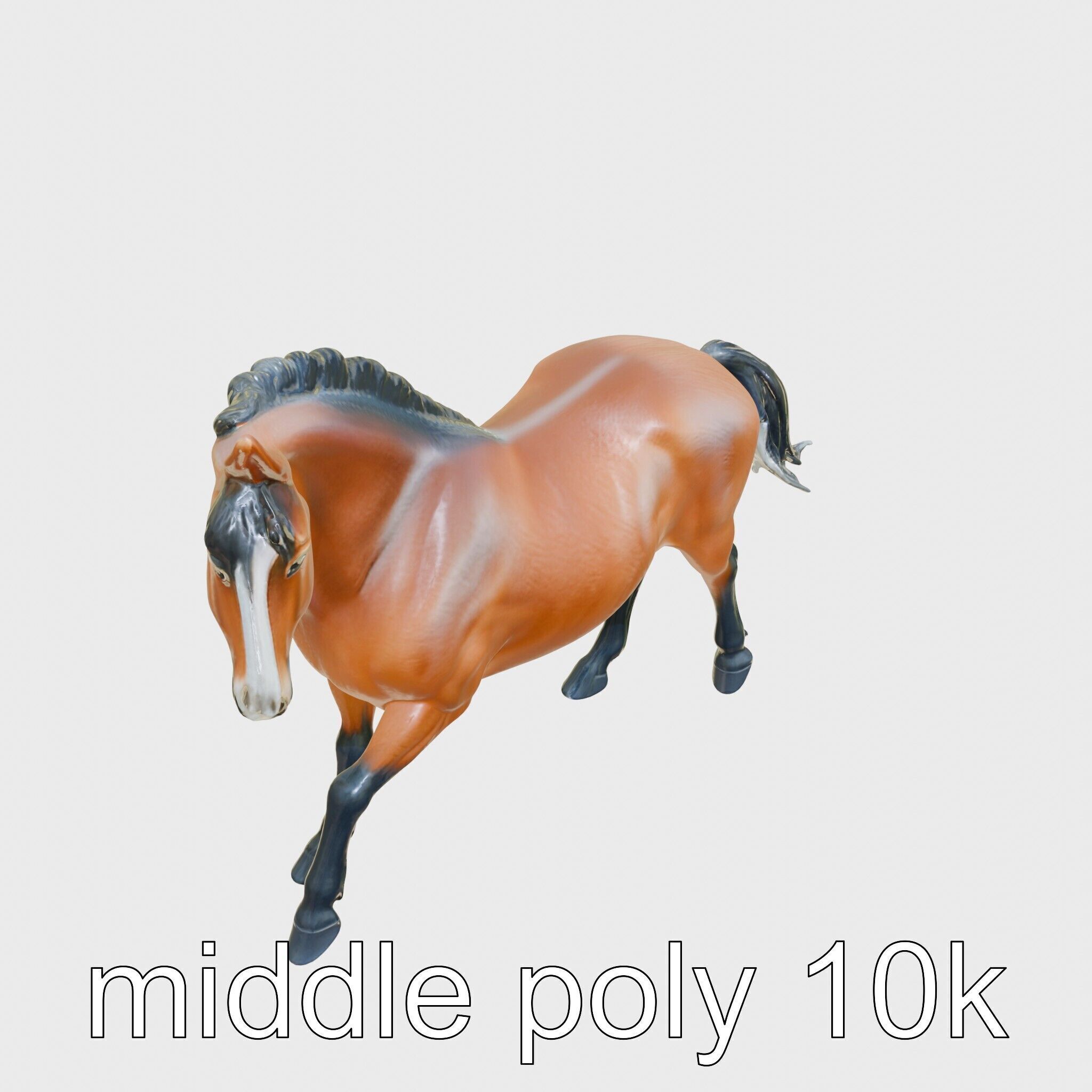 Majestic Bay Friesian Horse Model with Intricate Details Low-poly 3D model_29