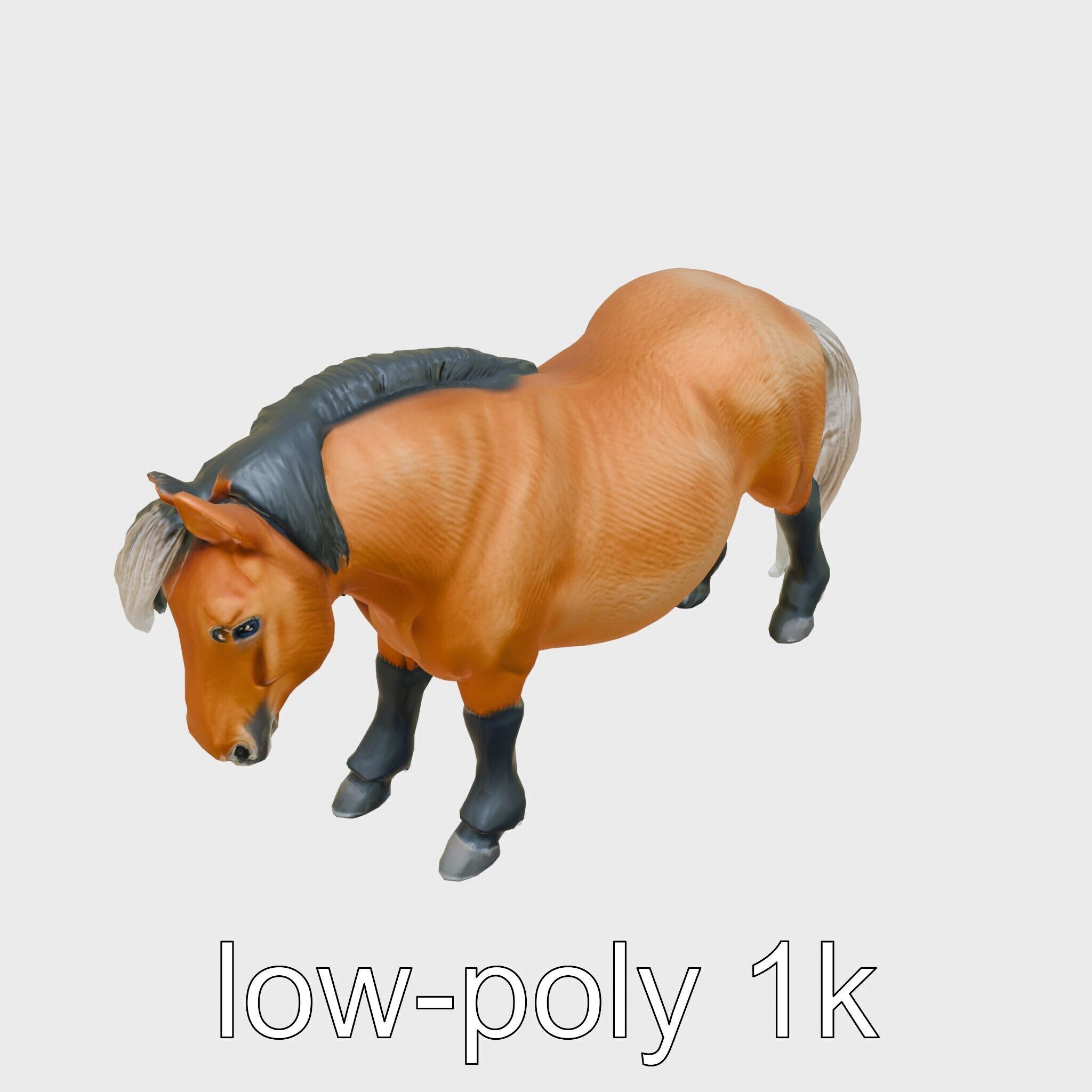 Buckskin Morgan Horse with Tan Coat and Black Points Low-poly 3D model_27