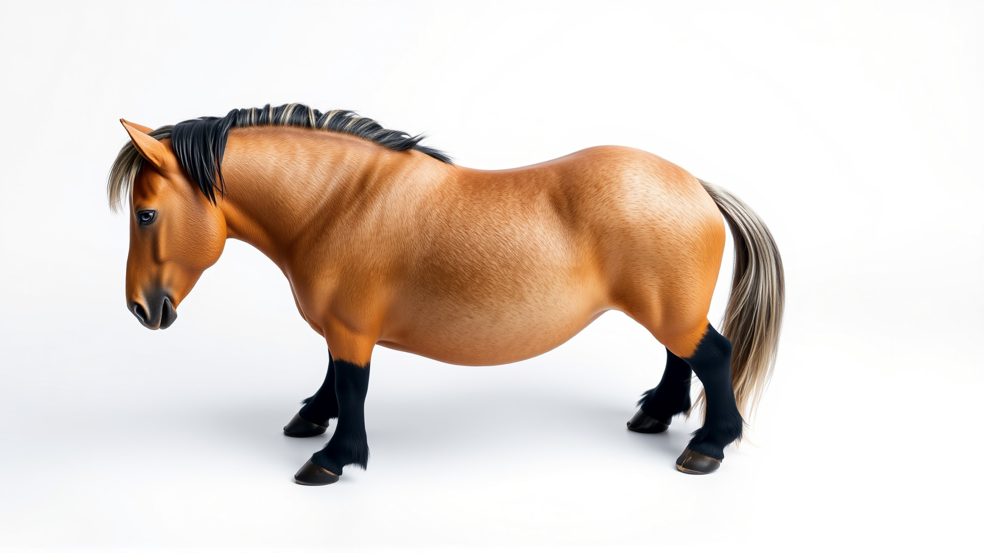 Buckskin Morgan Horse with Tan Coat and Black Points Low-poly 3D model_3