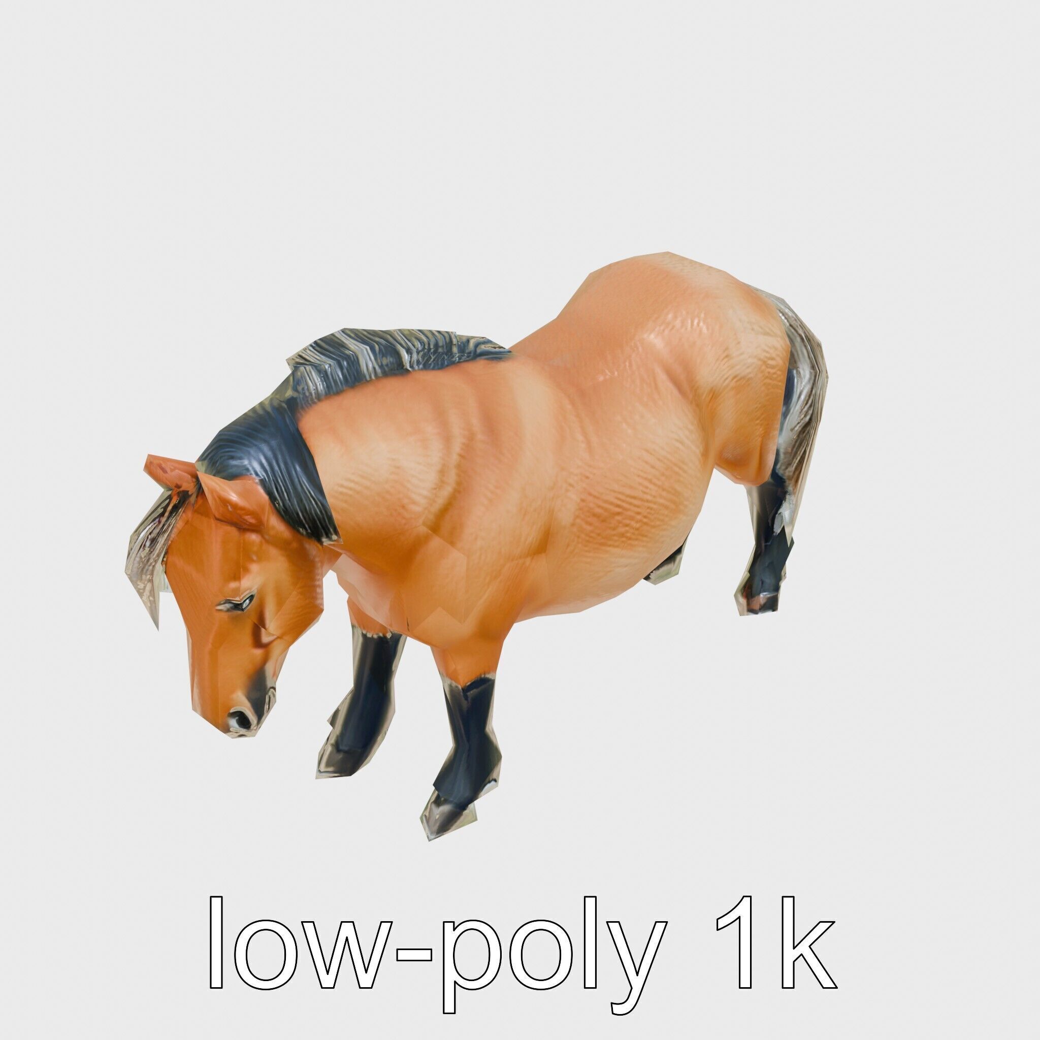 Buckskin Morgan Horse with Tan Coat and Black Points Low-poly 3D model_24