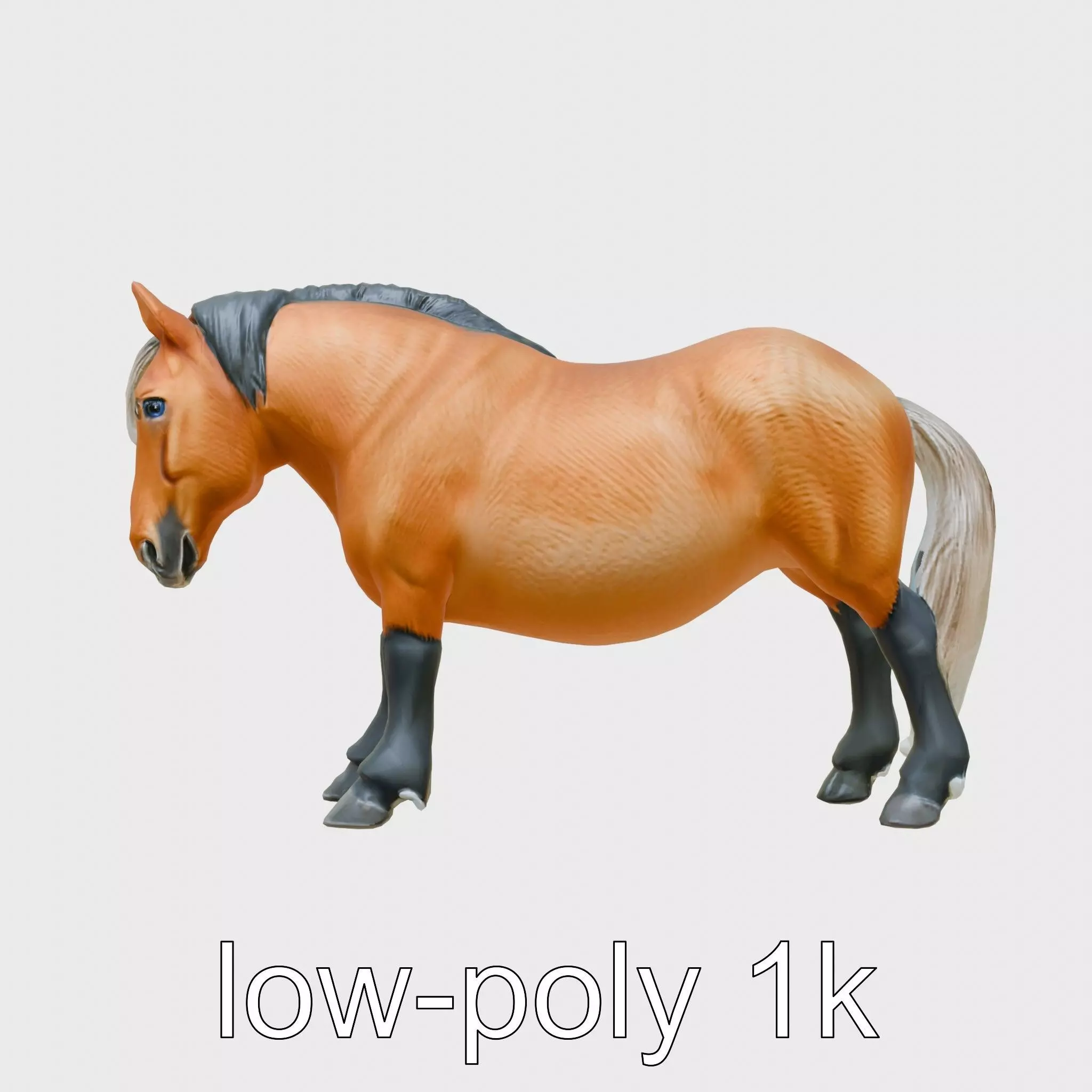 Buckskin Morgan Horse with Tan Coat and Black Points Low-poly 3D model_0