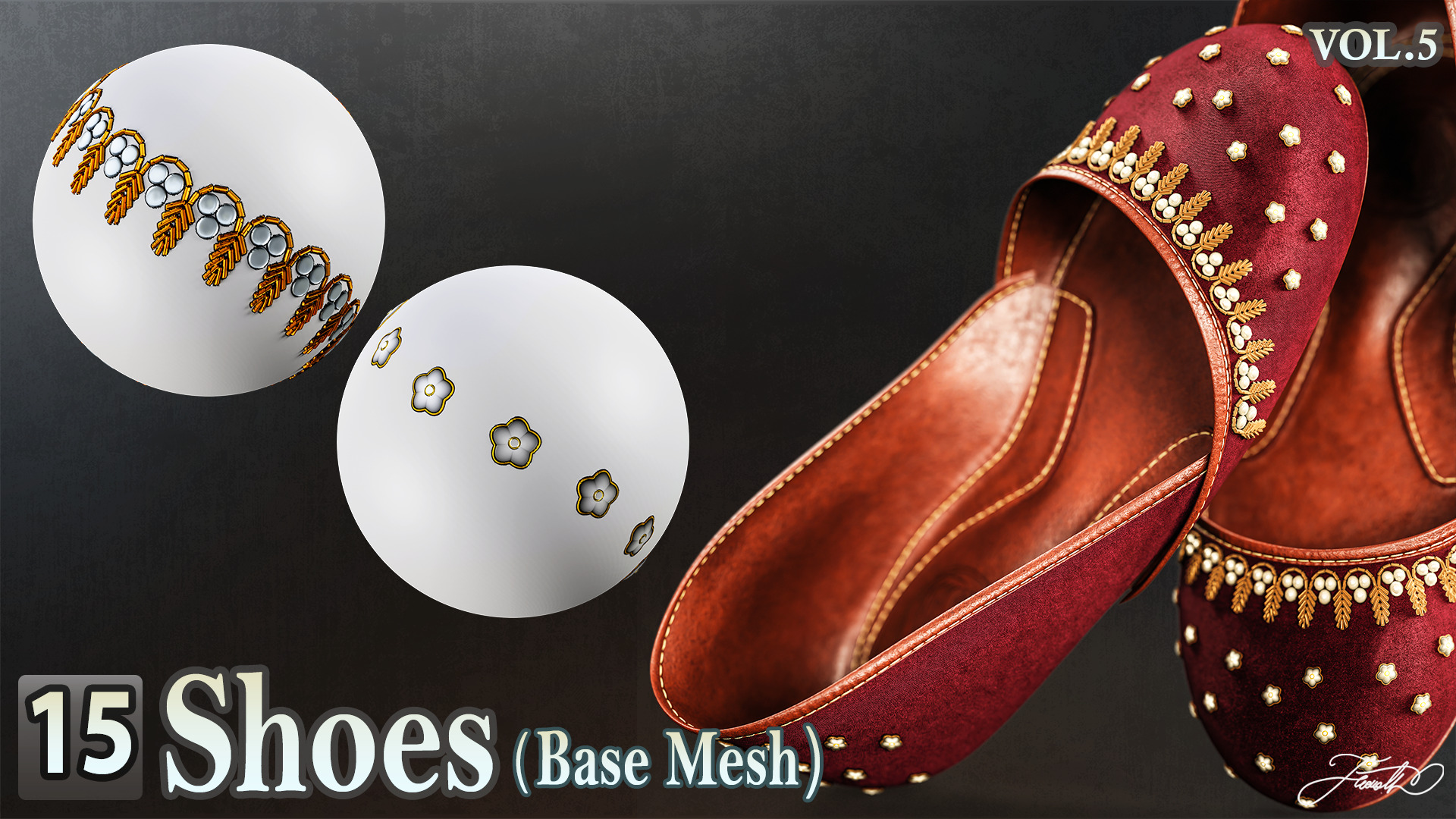 15 Shoes - Base Mesh Low-poly 3D model_4