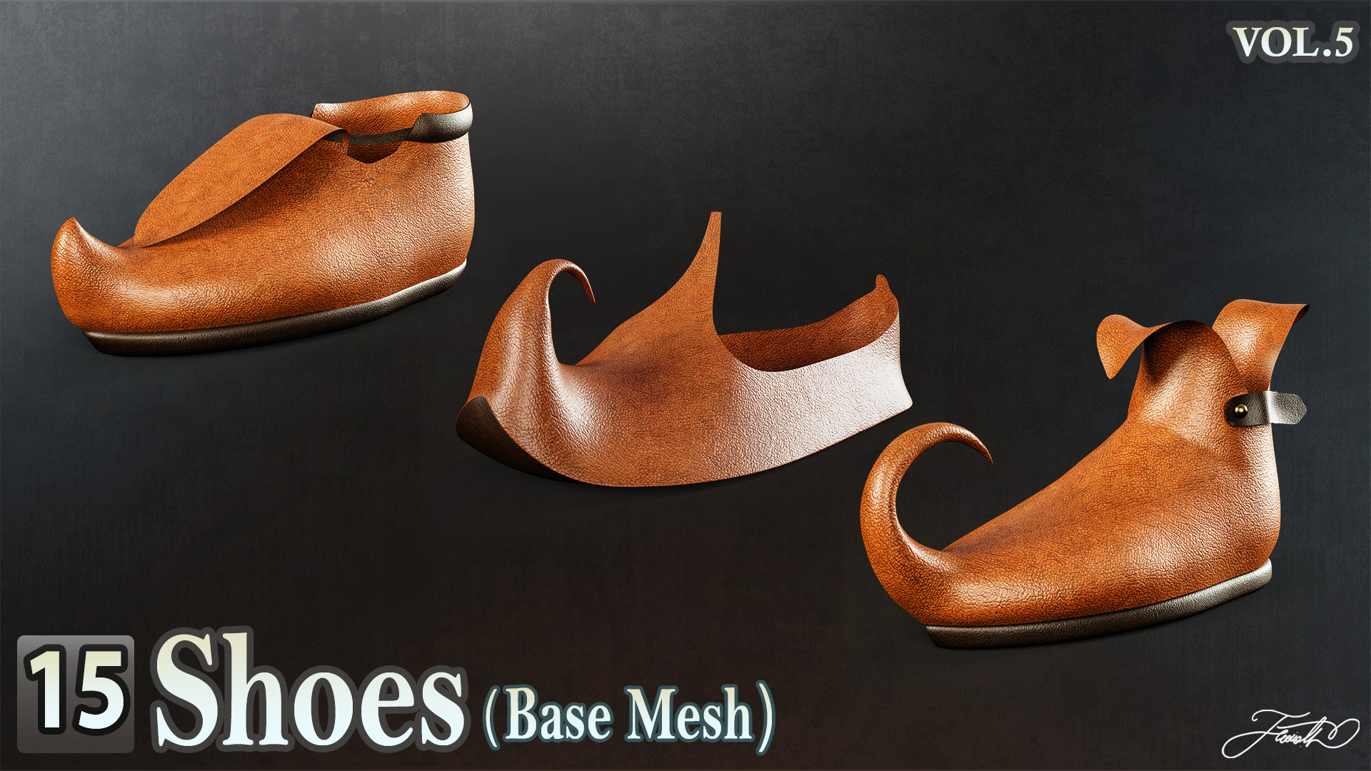 15 Shoes - Base Mesh Low-poly 3D model_8