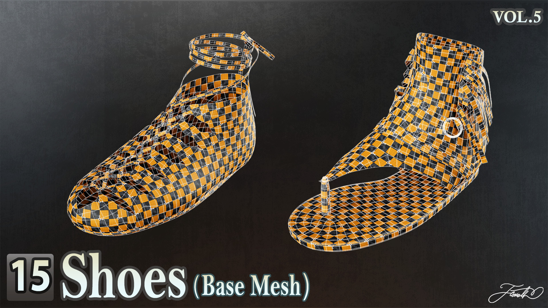 15 Shoes - Base Mesh Low-poly 3D model_2