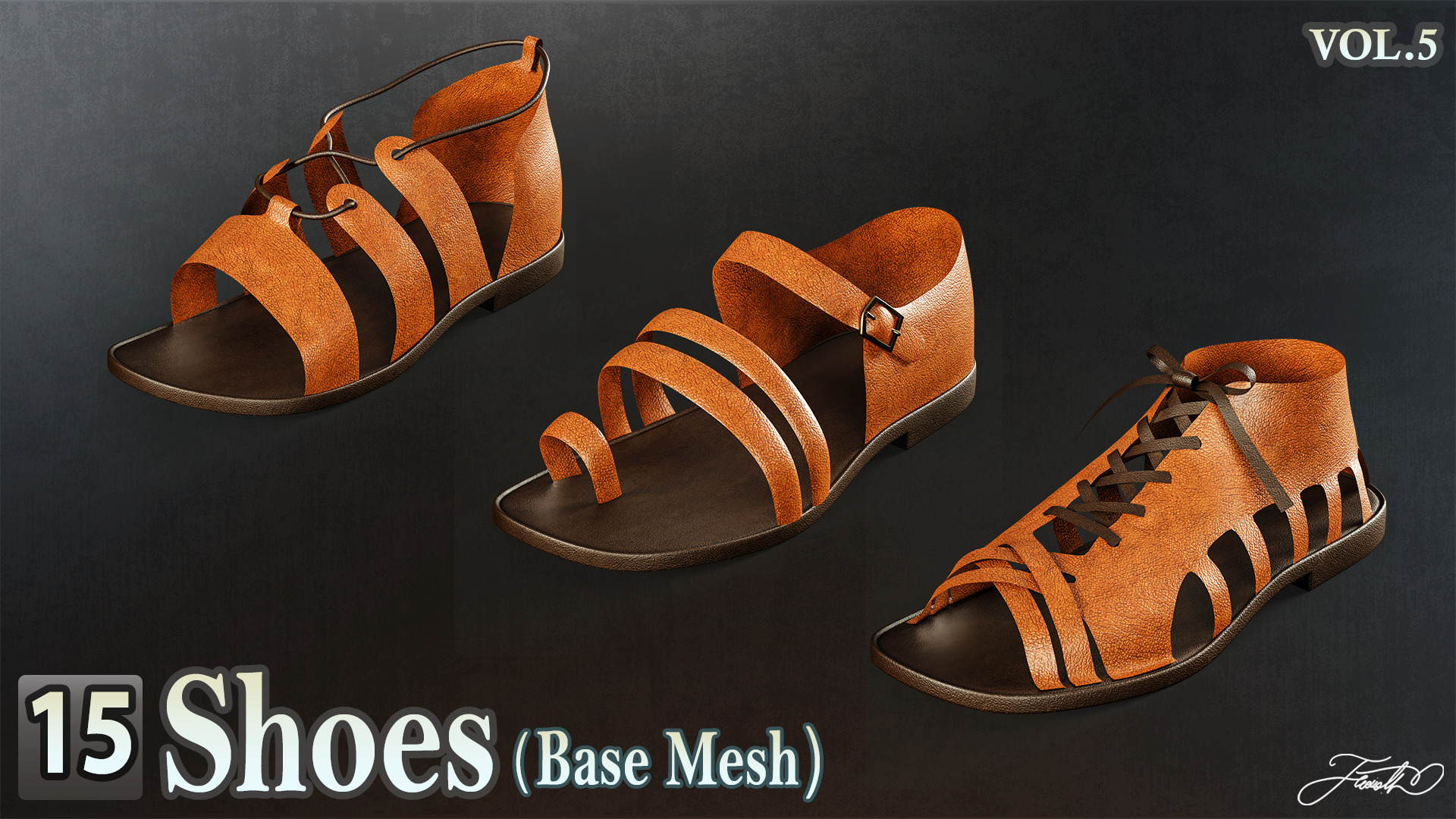 15 Shoes - Base Mesh Low-poly 3D model_6