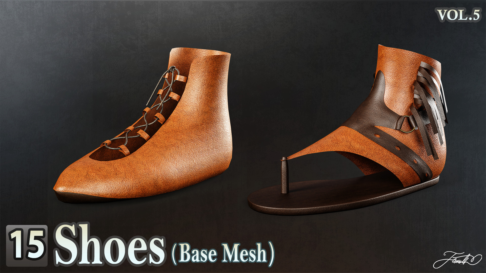 15 Shoes - Base Mesh Low-poly 3D model_3
