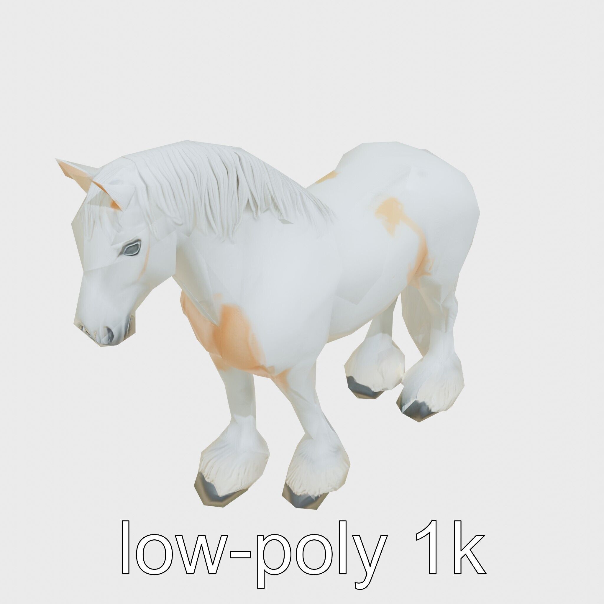Clydesdale Horse with Feathered Fetlocks 3D Model Low-poly 3D model_17