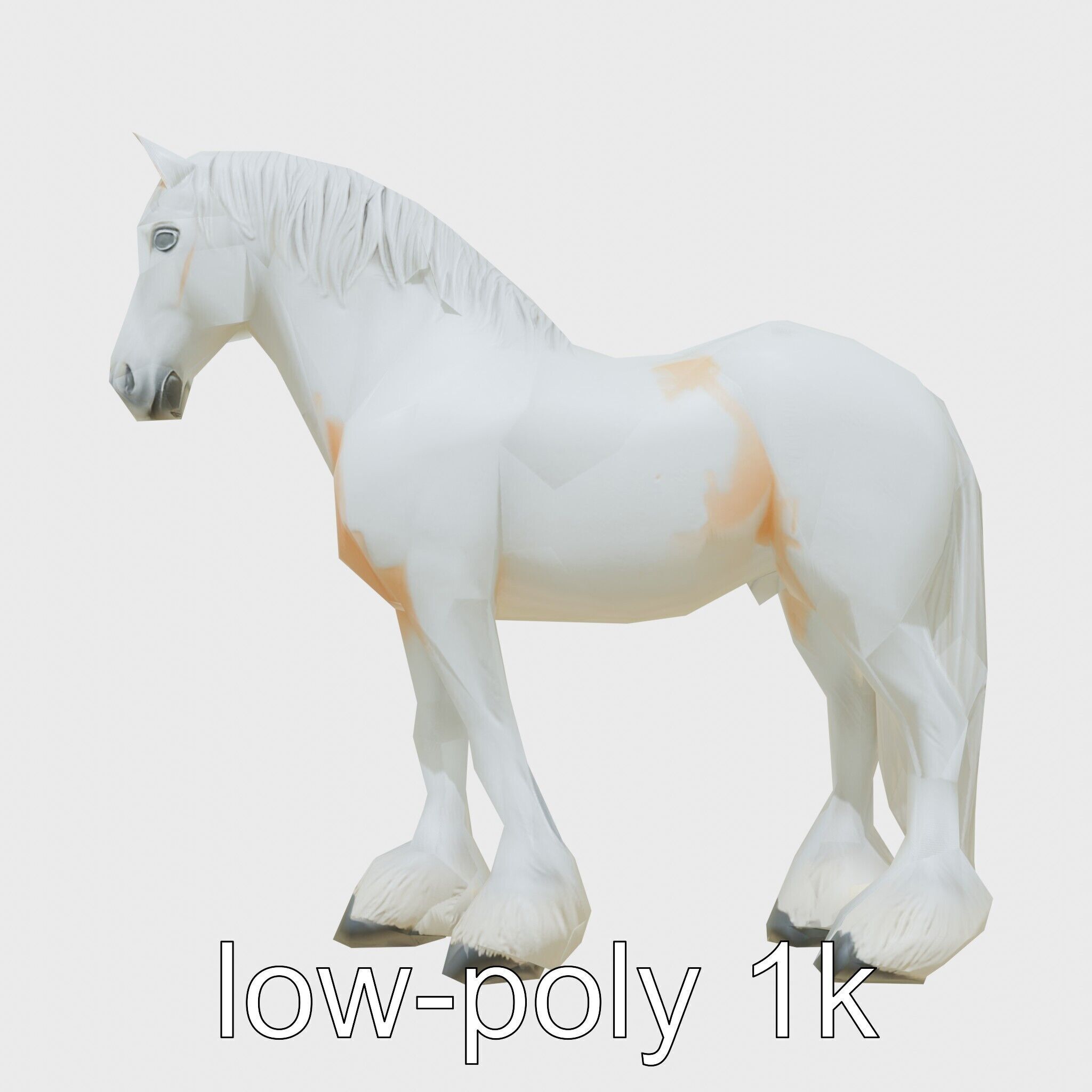 Clydesdale Horse with Feathered Fetlocks 3D Model Low-poly 3D model_4