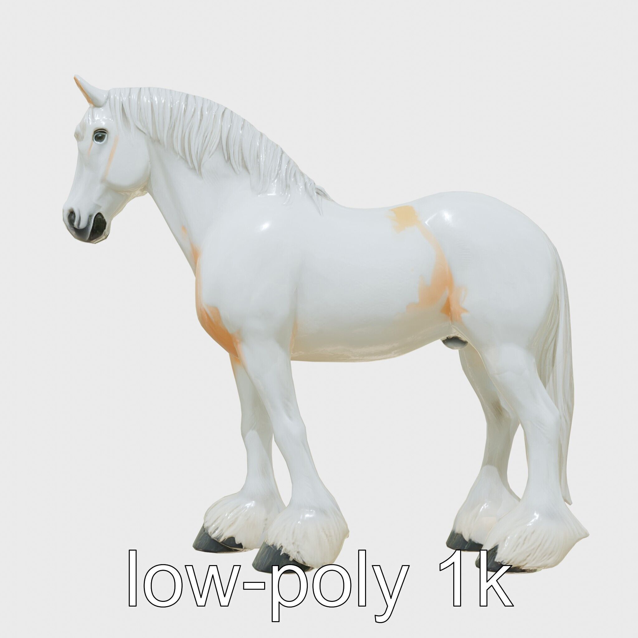 Clydesdale Horse with Feathered Fetlocks 3D Model Low-poly 3D model_28