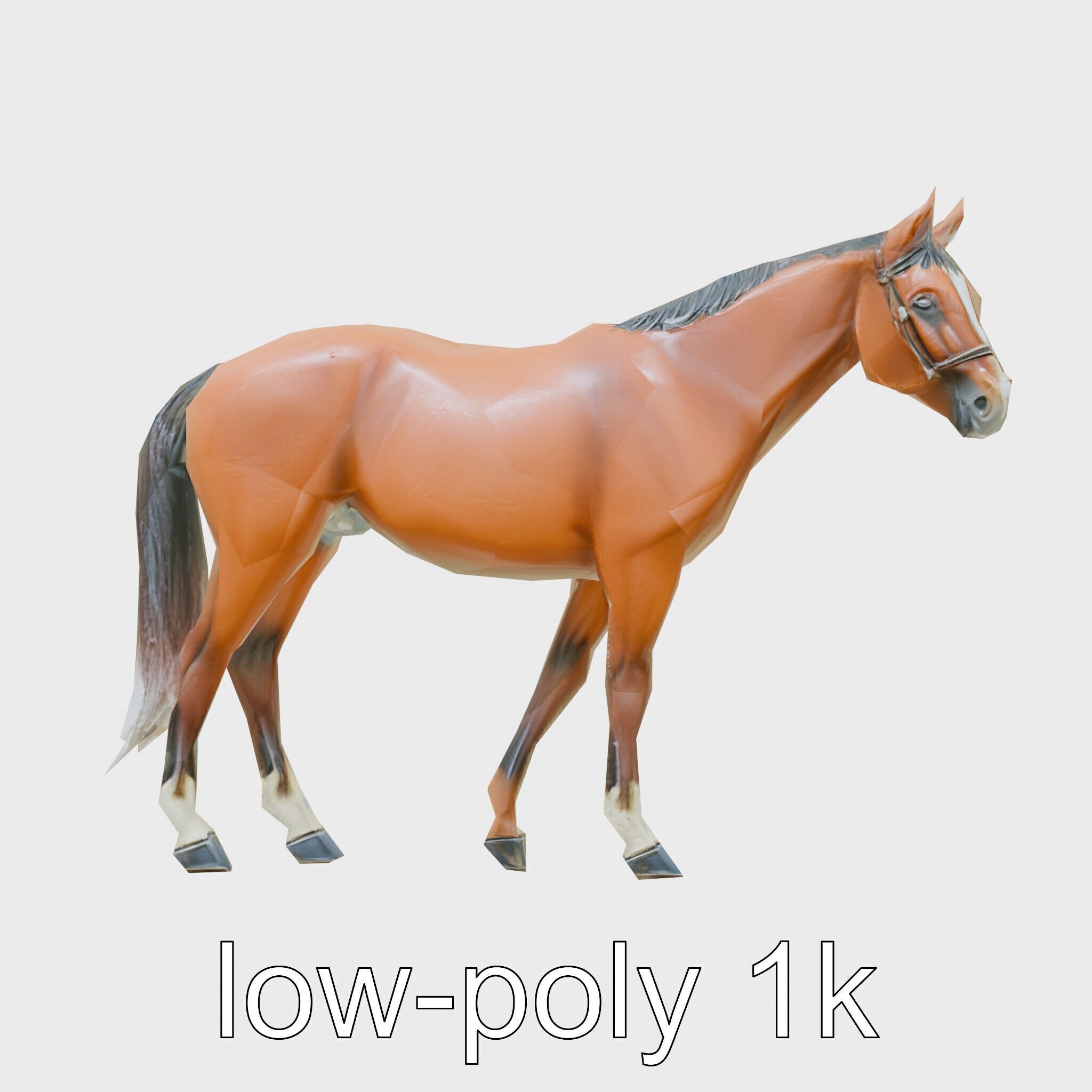 Bay Quarter Horse 3D Model with Earthy Tones Low-poly 3D model_15