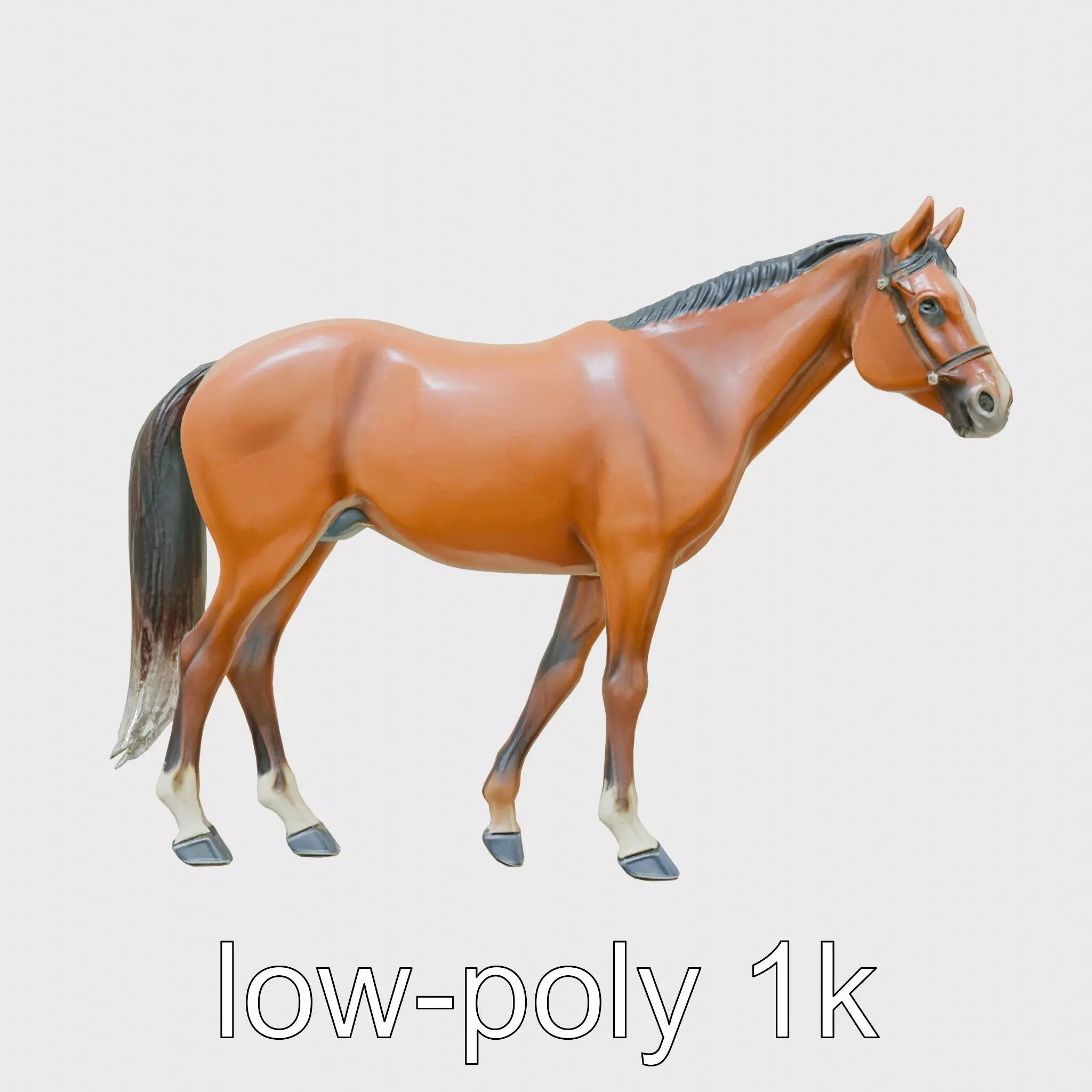 Bay Quarter Horse 3D Model with Earthy Tones Low-poly 3D model_0