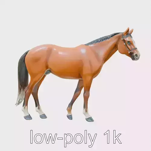Bay Quarter Horse 3D Model with Earthy Tones Low-poly 3D model