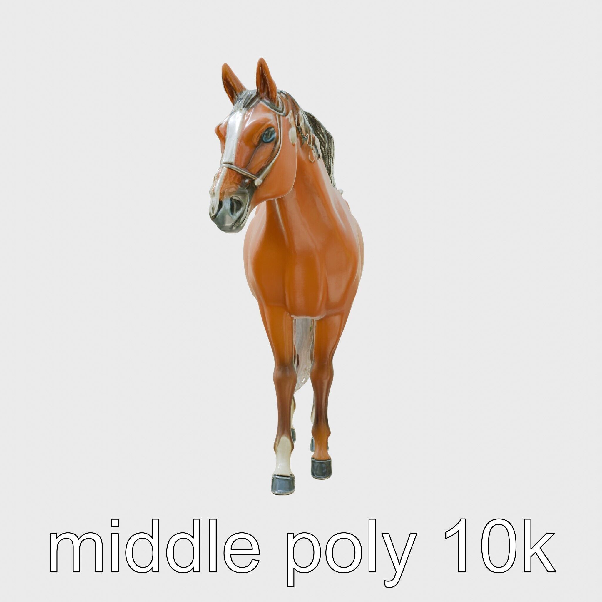 Bay Quarter Horse 3D Model with Earthy Tones Low-poly 3D model_17